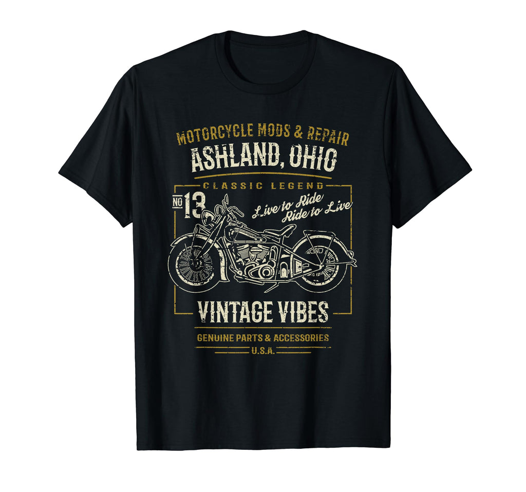 Ashland Oh Usa Distressed Motorcycle T-Shirt - Custom Art Print Men Women - T-Shirt, Sweatshirt, Hoodie