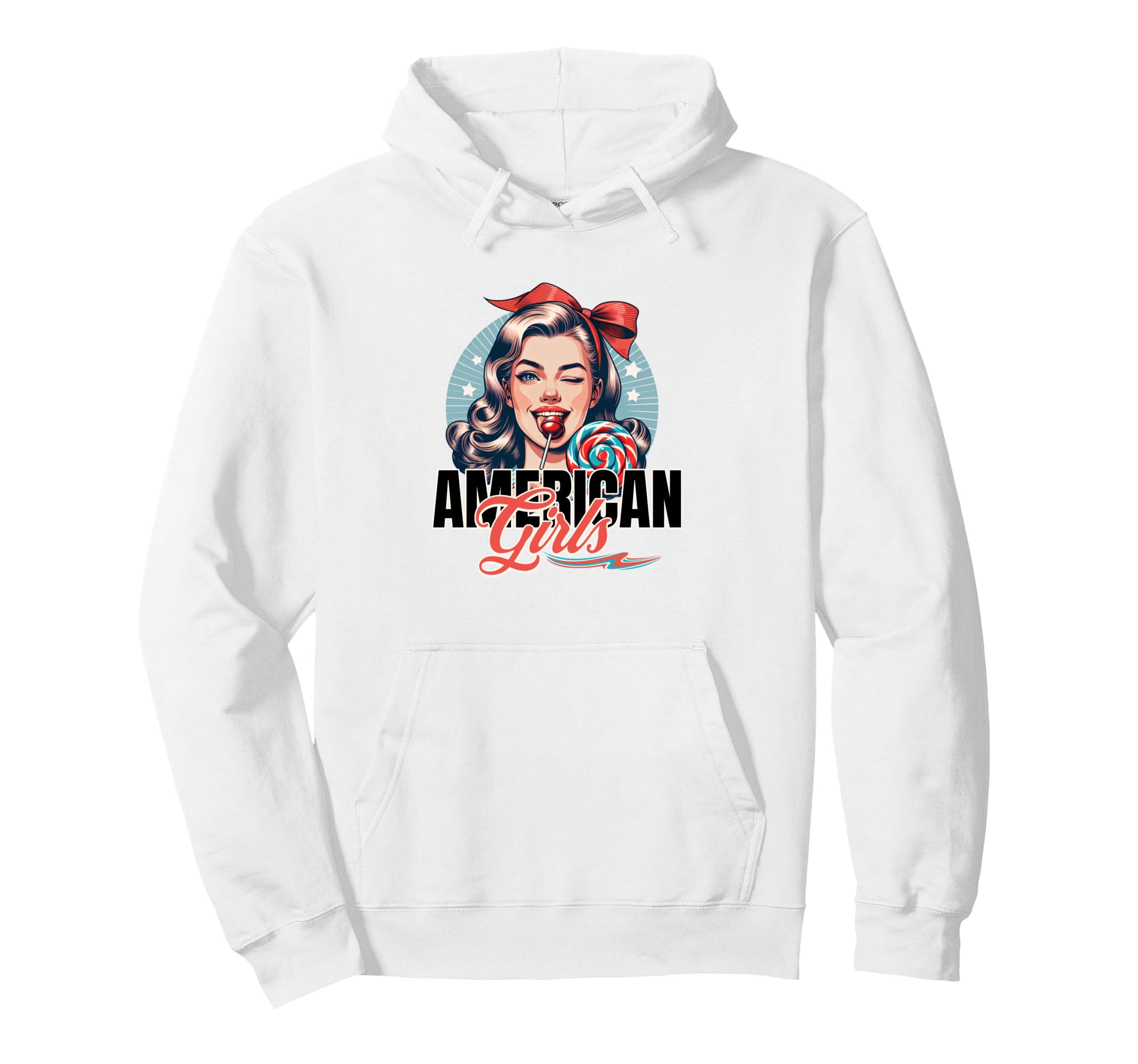I Love American 50S Lollipop 4Th July Hoodie - Streetwear Style Unisex - T-Shirt, Sweatshirt, Hoodie