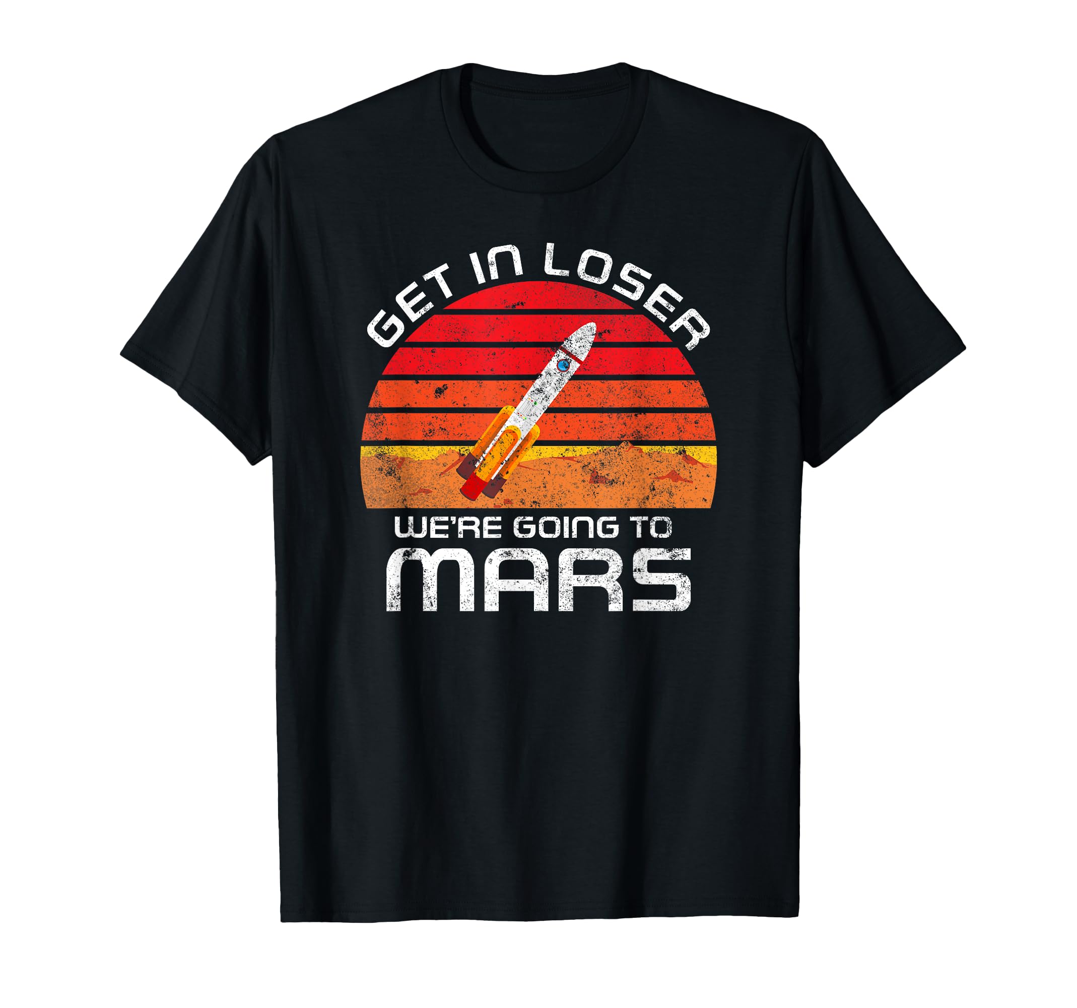 Mars Planet Martian Rocket Sunset T-Shirt - Minimalist Print Unisex - T-Shirt, Sweatshirt, Hoodie