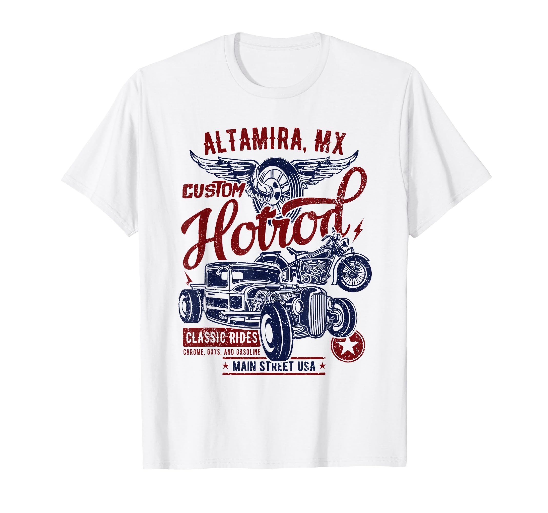 Altamira Mexico Hotrod Car Motorcycle T-Shirt - Unique Graphic for Adults - T-Shirt, Sweatshirt, Hoodie