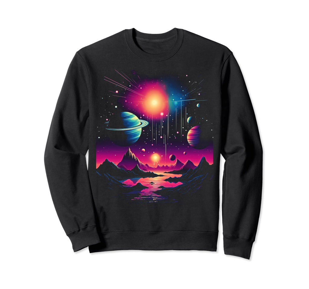 Vaporwave Solar System 80S Sweatshirt - Casual Everyday Wear Men Women - T-Shirt, Sweatshirt, Hoodie