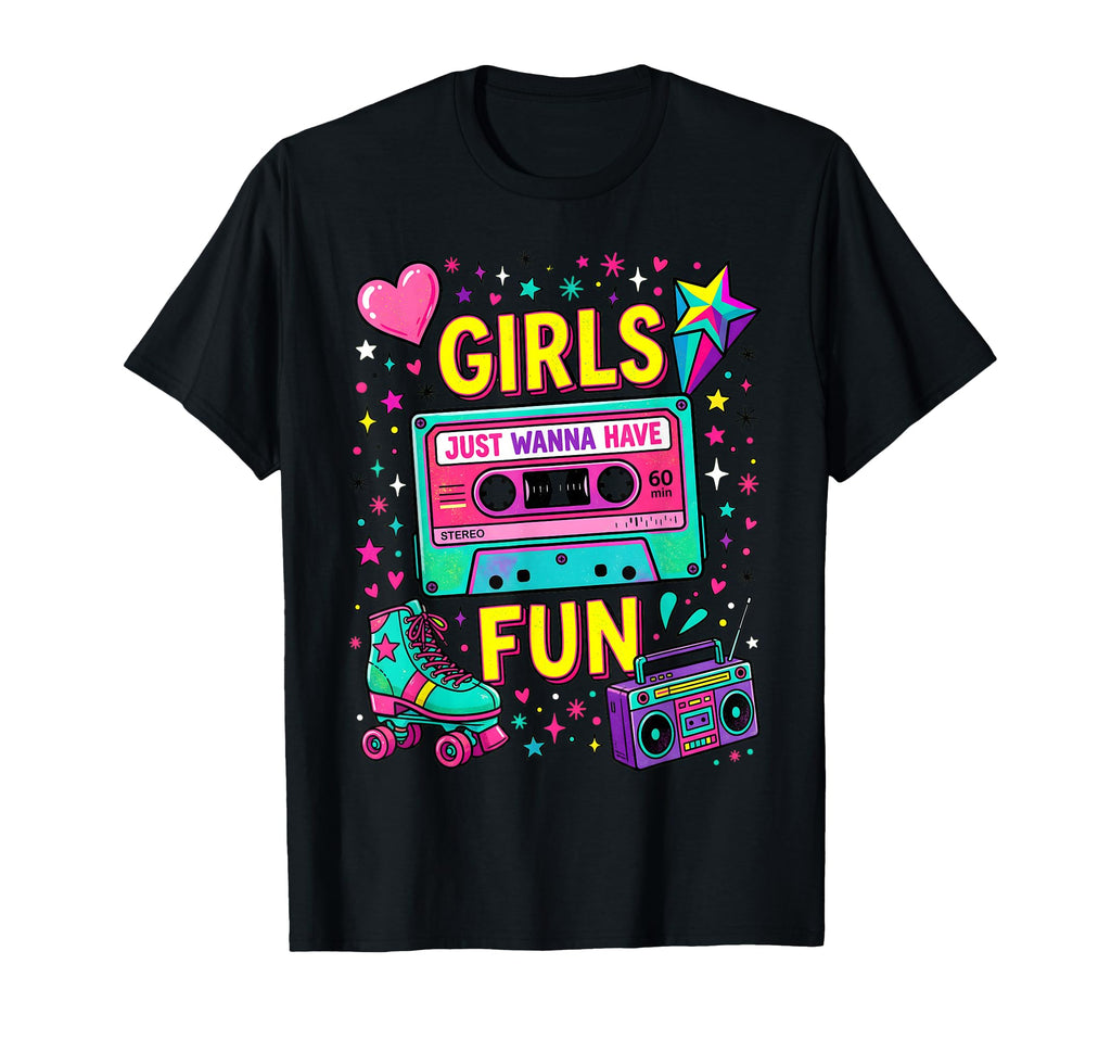 Vibrant 80S Cassette Tape And Roller T-Shirt - Novelty Apparel for Adults - T-Shirt, Sweatshirt, Hoodie