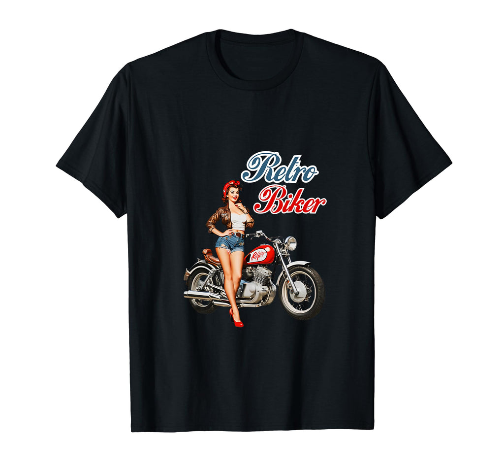 Biker Motorcycle Pin Up T-Shirt - Unique Graphic for Adults - T-Shirt, Sweatshirt, Hoodie
