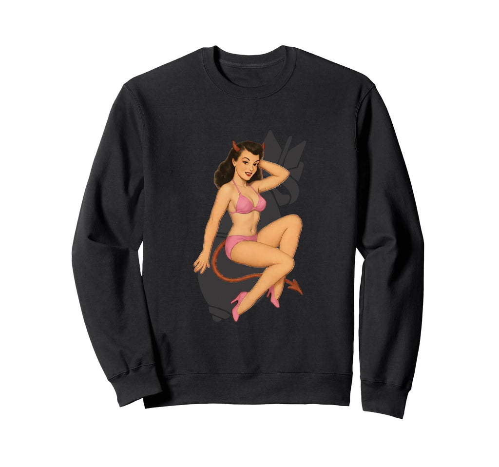 Wwii Sassy She Devil Bomber Pinup Sweatshirt - Trendy Graphic for Adults - T-Shirt, Sweatshirt, Hoodie