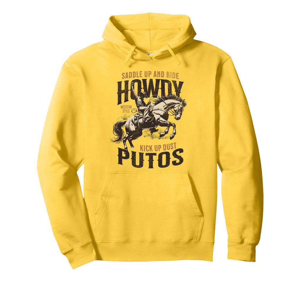 Howdy Putos Funny Cactus Western Horse Hoodie - Novelty Apparel Unisex - T-Shirt, Sweatshirt, Hoodie