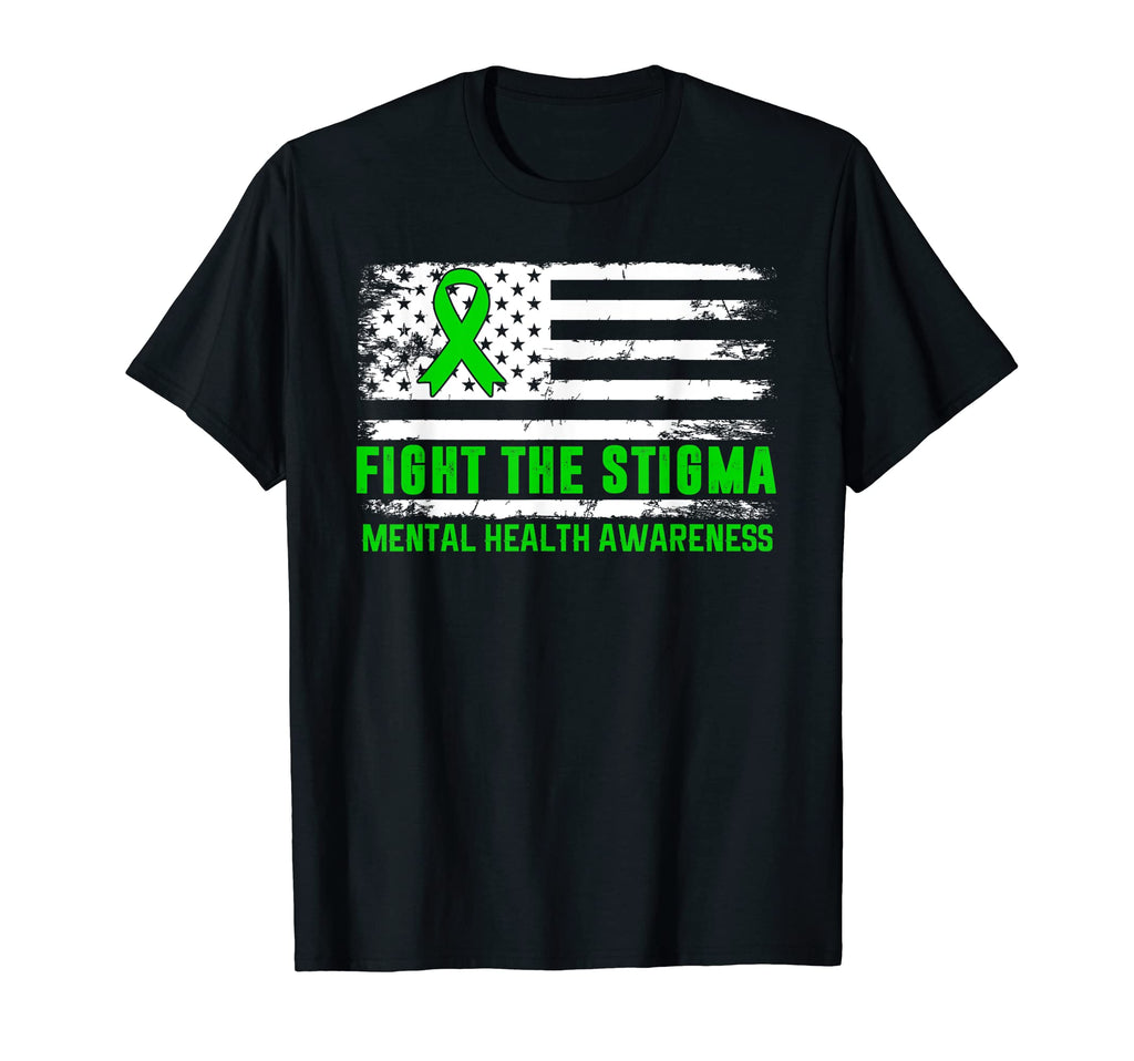 Fight Stigma American Usa Flag Mental T-Shirt - Custom Art Print Men Women - T-Shirt, Sweatshirt, Hoodie