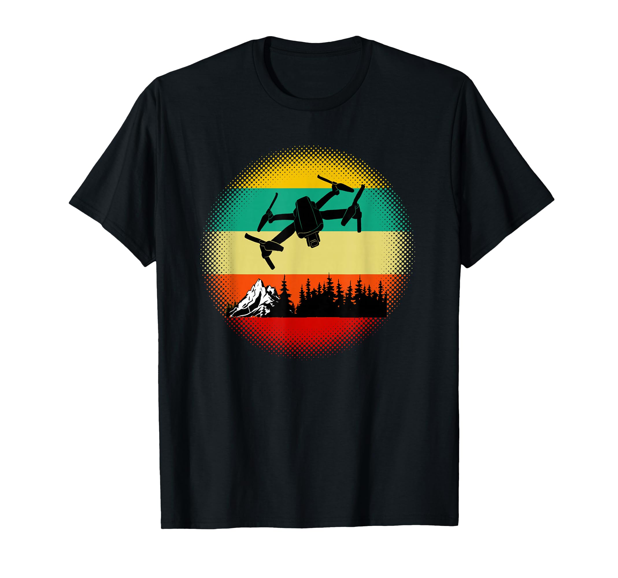 Drone Quadcopter 80S Sunset Aerial T-Shirt - Unique Graphic for Adults - T-Shirt, Sweatshirt, Hoodie