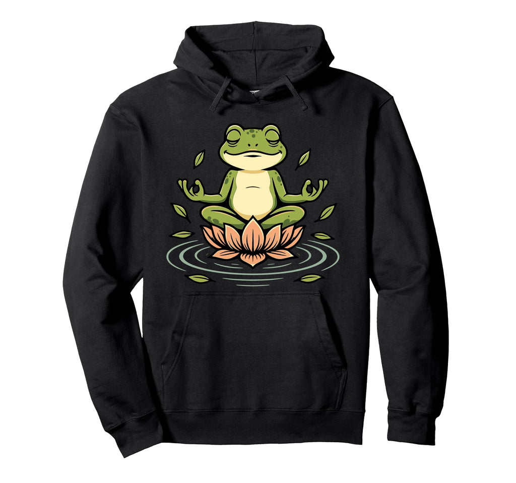 Zen Frog Lotus Funny Yoga Meditation Hoodie - Casual Everyday Wear Unisex - T-Shirt, Sweatshirt, Hoodie