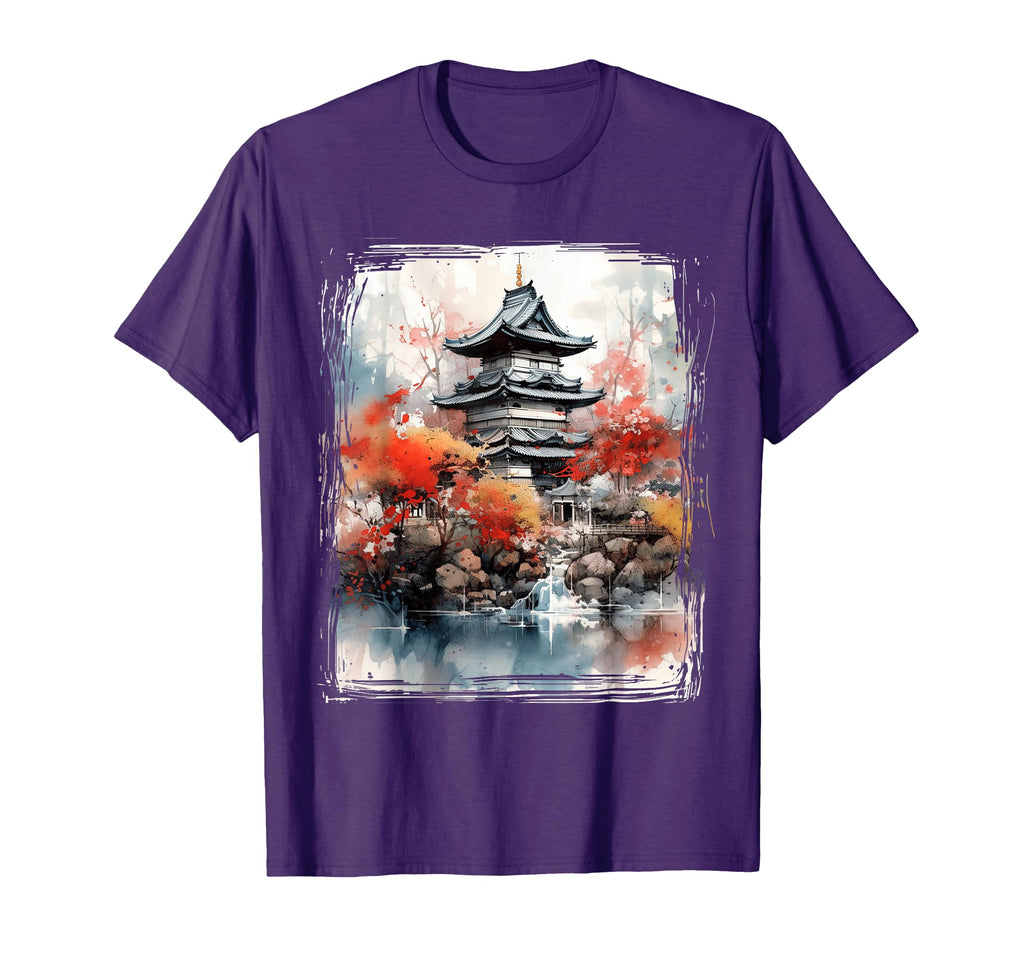 Japanese Flower Mountain View Landscape T-Shirt - Custom Art Print Unisex - T-Shirt, Sweatshirt, Hoodie