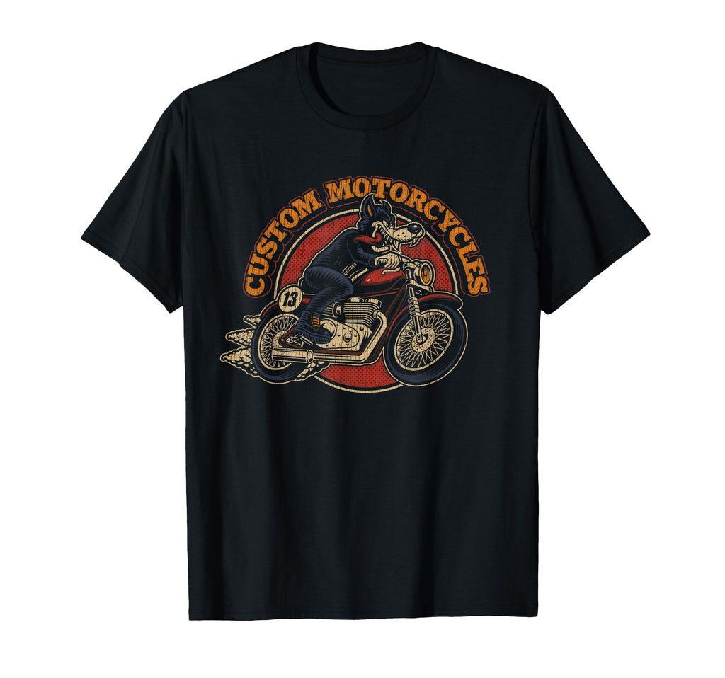 Custom Motorcycles Biker Lowbrow Wolf T-Shirt - Unique Graphic Men Women - T-Shirt, Sweatshirt, Hoodie