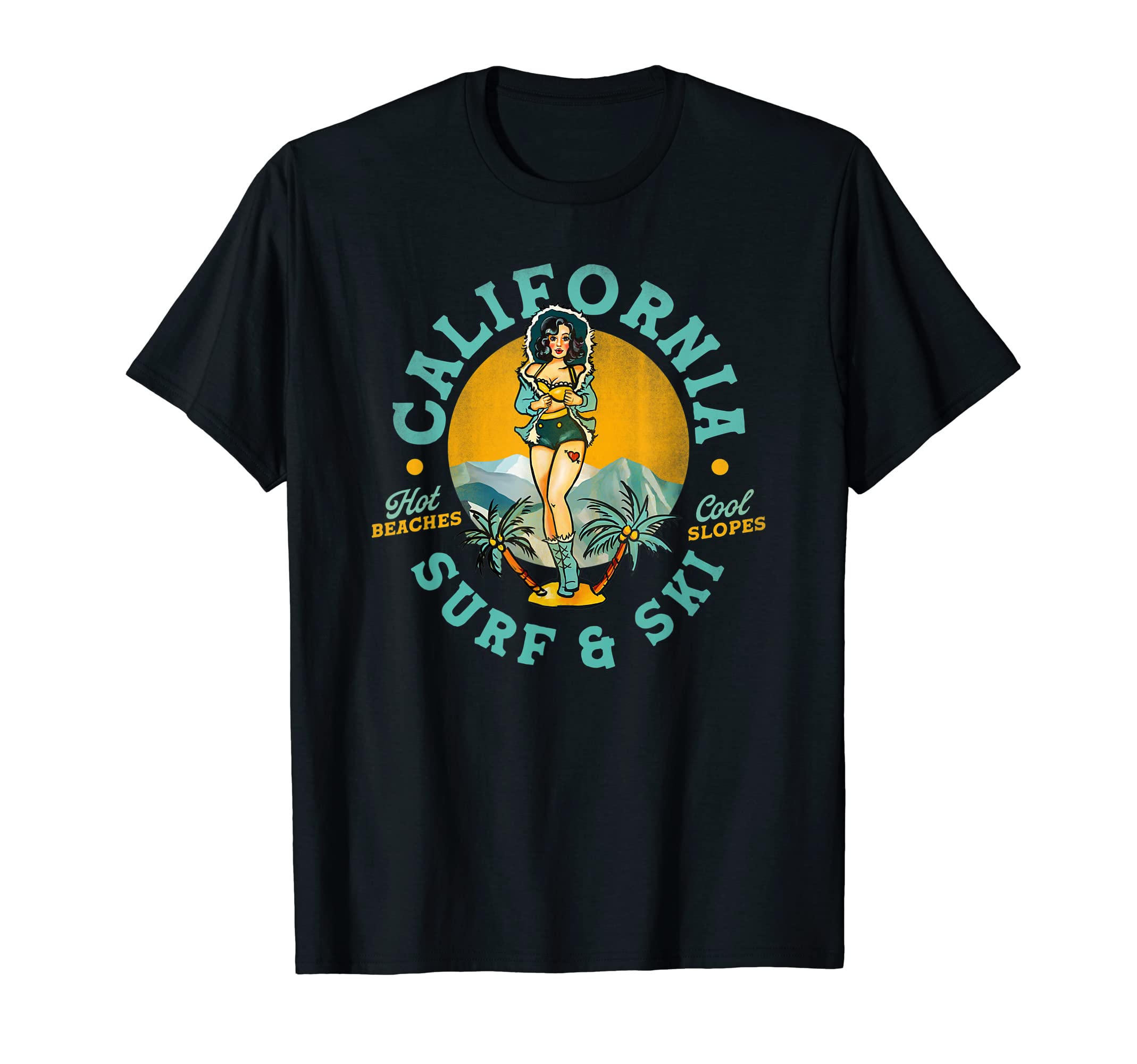 California Surf Ski Hot Beaches Slopes T-Shirt - Aesthetic Graphic Unisex - T-Shirt, Sweatshirt, Hoodie