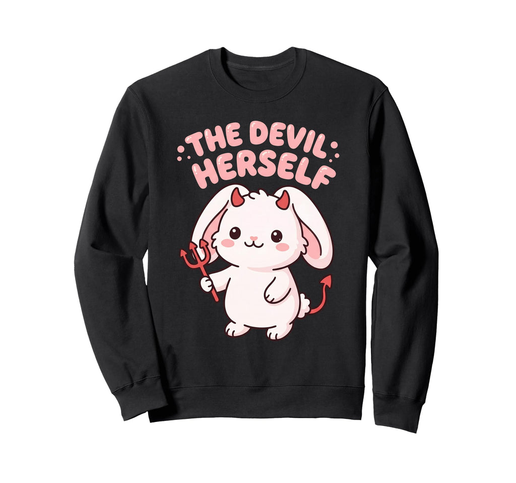 Devil Herself Occult Dark Feminine Sweatshirt - Graphic Print Unisex - T-Shirt, Sweatshirt, Hoodie