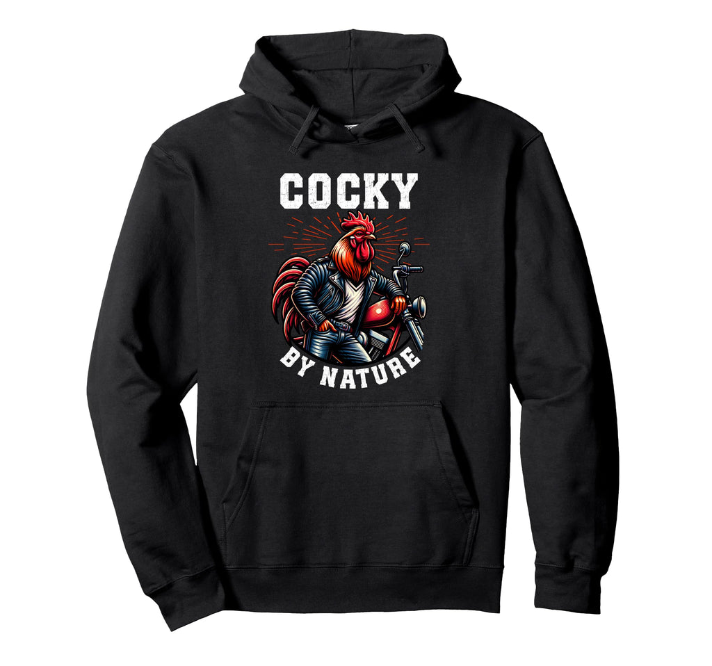 Biker Lifestyle Cocky Nature Rooster Hoodie - Trendy Graphic for Adults - T-Shirt, Sweatshirt, Hoodie