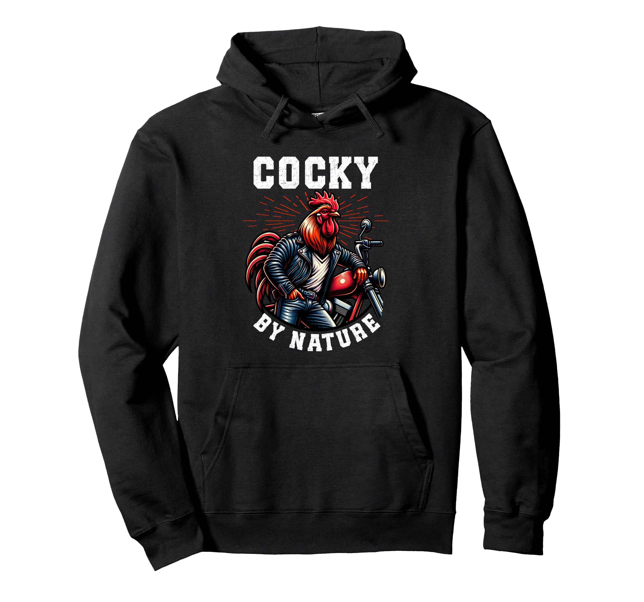 Biker Lifestyle Cocky Nature Rooster Hoodie - Trendy Graphic for Adults - T-Shirt, Sweatshirt, Hoodie