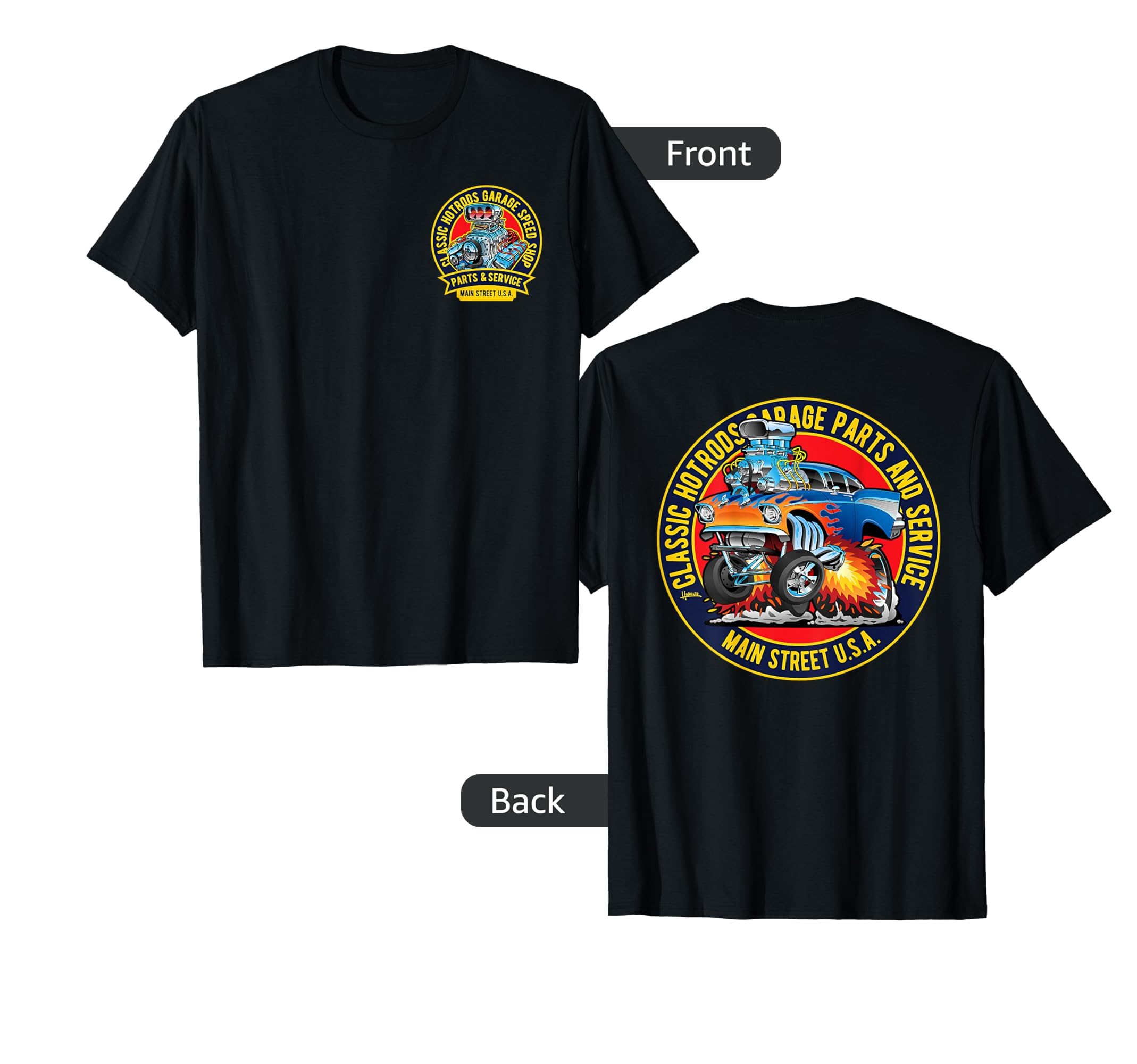 Hotrods Garage Parts And Service Usa T-Shirt - Aesthetic Graphic Men Women - T-Shirt, Sweatshirt, Hoodie