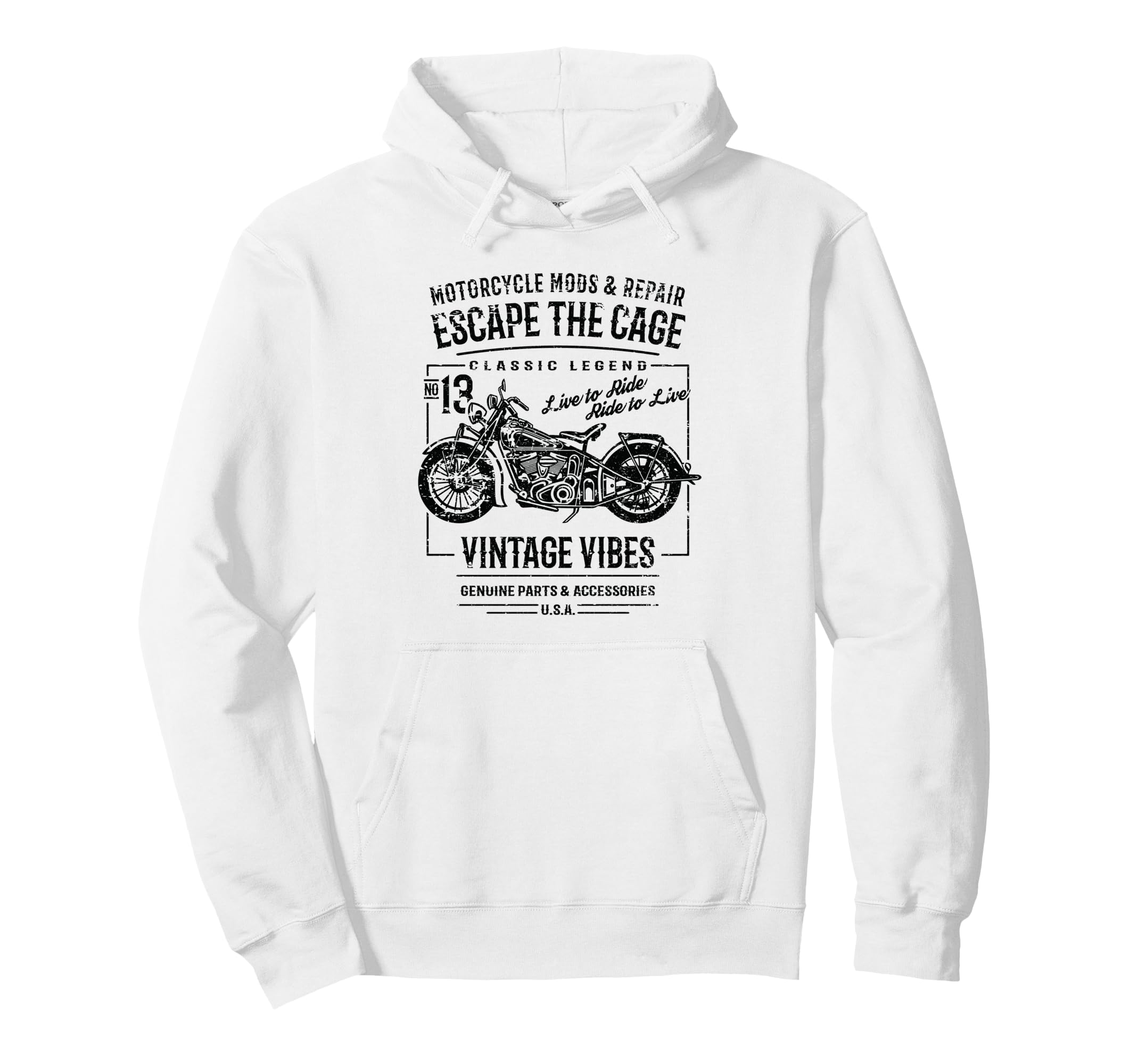 Motorcycle Distressed Hoodie - Unique Graphic Unisex - T-Shirt, Sweatshirt, Hoodie