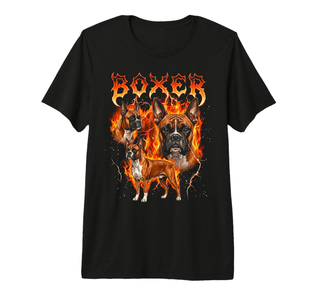 Boxer 80S 90S Heavy Metal Flames Tri T-Shirt - Fun Novelty Design Unisex - T-Shirt, Sweatshirt, Hoodie