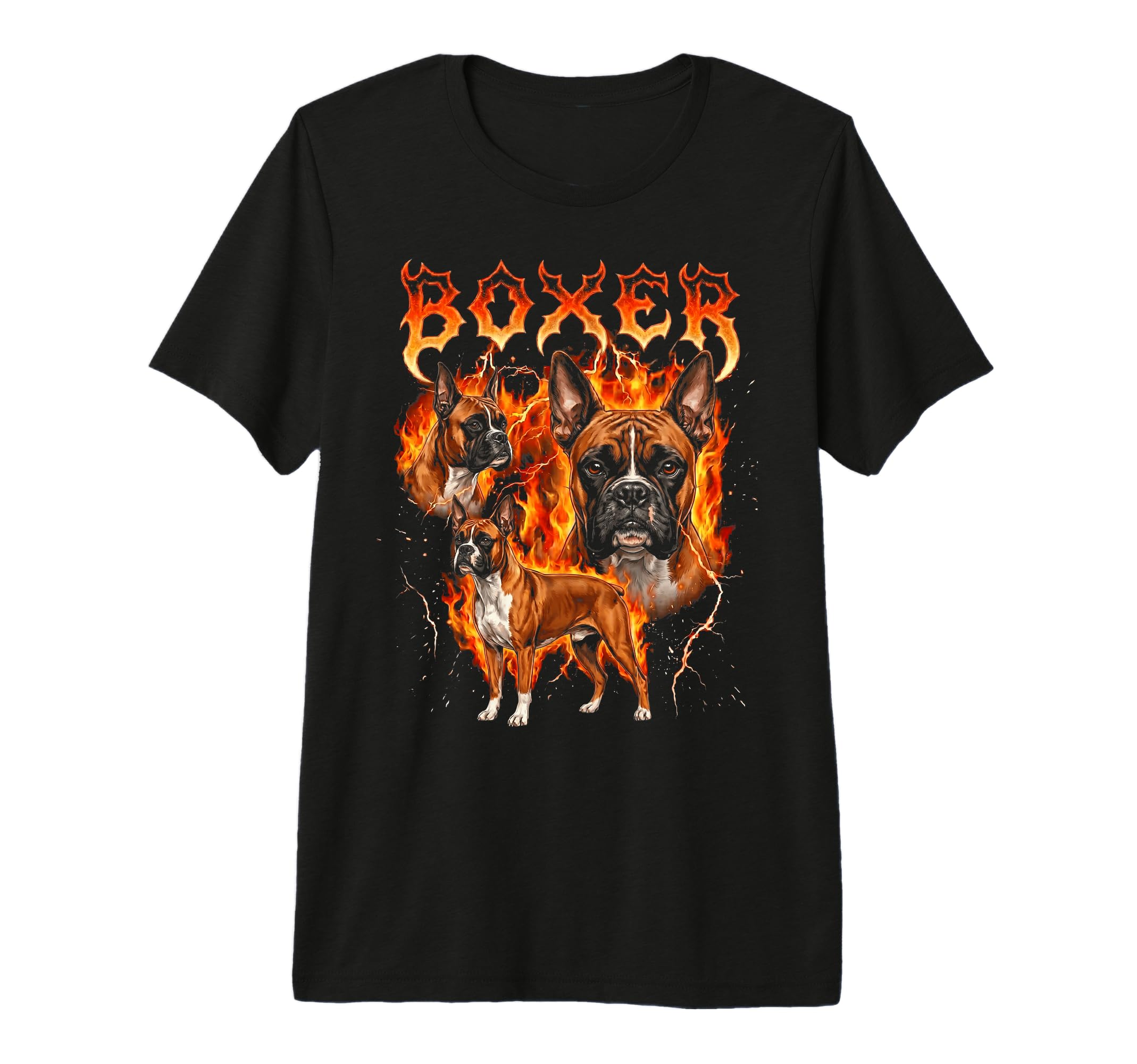 Boxer 80S 90S Heavy Metal Flames Tri T-Shirt - Fun Novelty Design Unisex - T-Shirt, Sweatshirt, Hoodie