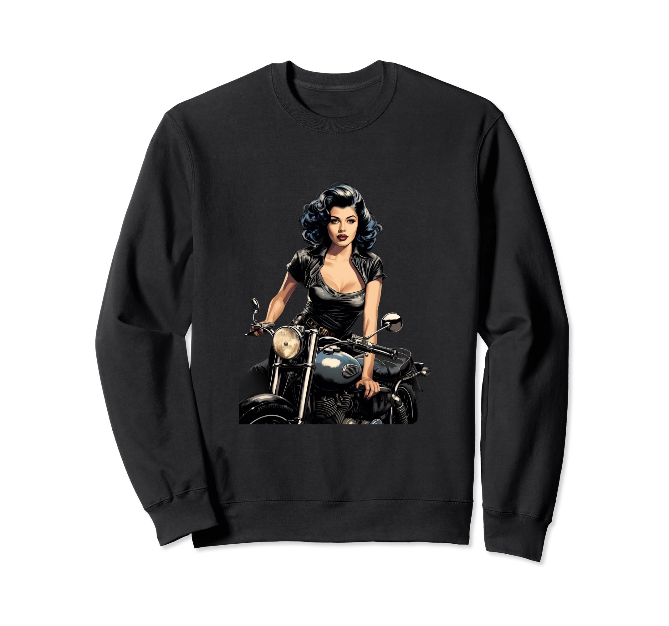 Pinup Biker Motorcycle Rider Sweatshirt - Graphic Print Men Women - T-Shirt, Sweatshirt, Hoodie