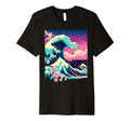 Vaporwave Great Wave Kanagawa Cherry T-Shirt - Minimalist Print for Adults - T-Shirt, Sweatshirt, Hoodie