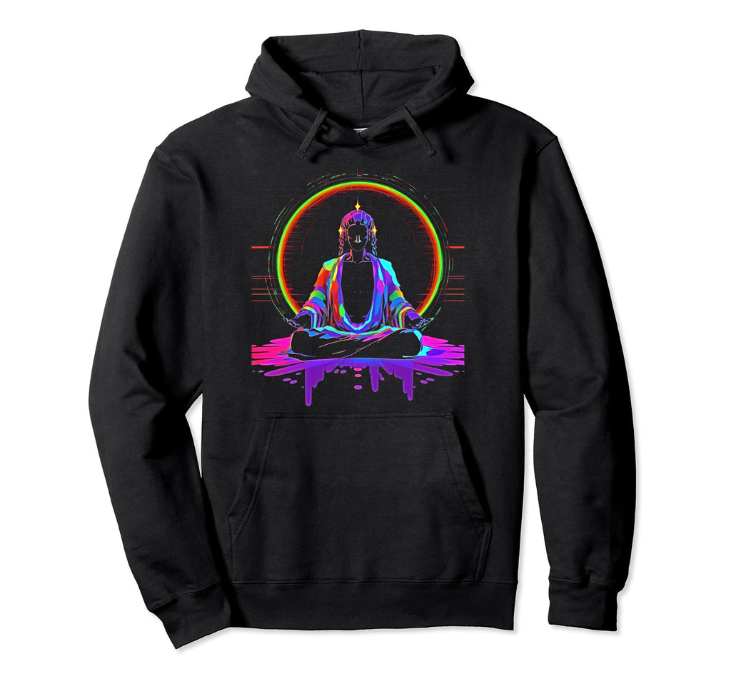 Synthwave Alien Buddha Cyberpunk 80S Hoodie - Streetwear Style Men Women - T-Shirt, Sweatshirt, Hoodie