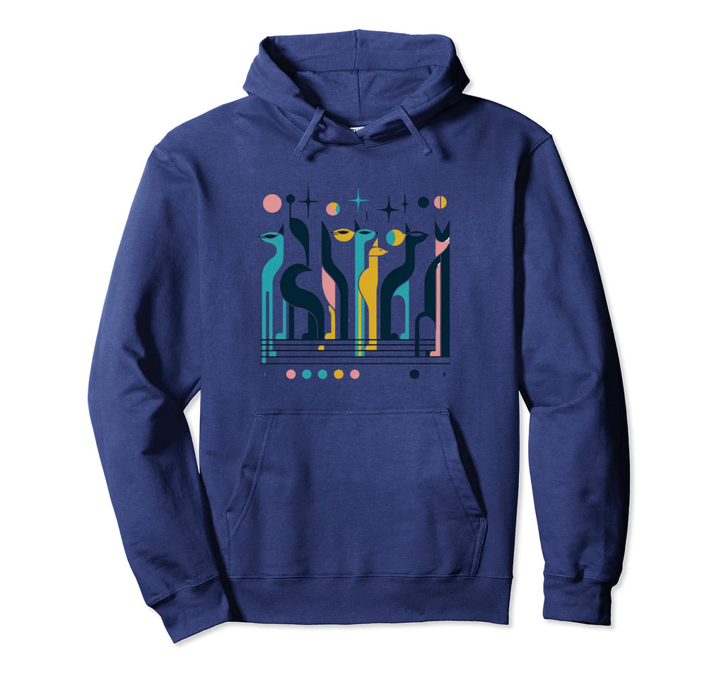 Mid Century Long Neck Cats 50S 60S Hoodie - Aesthetic Graphic Men Women - T-Shirt, Sweatshirt, Hoodie