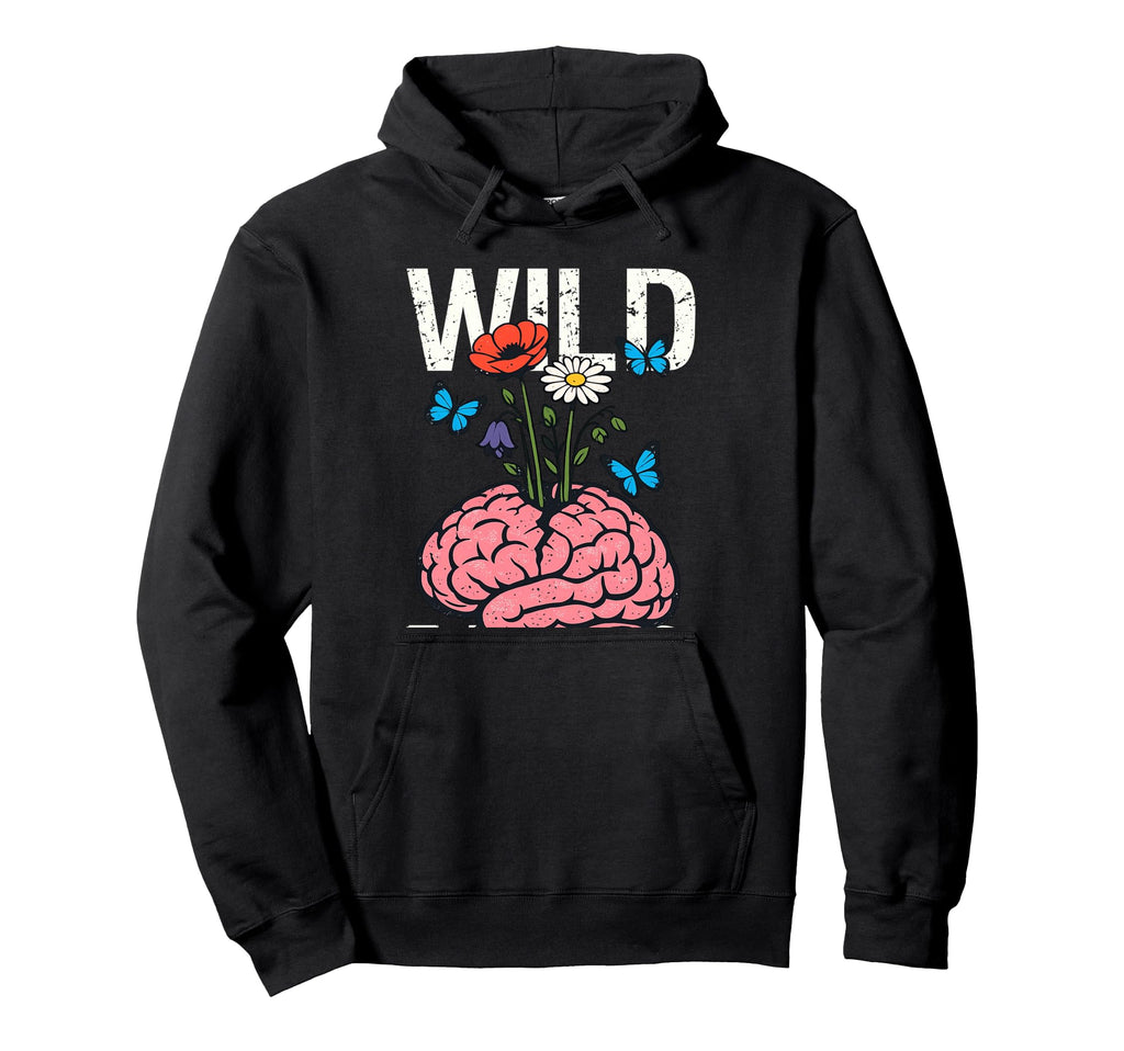 Wild Mind Grunge Floral Brain Butterflies Hoodie - Trendy Graphic Unisex - T-Shirt, Sweatshirt, Hoodie