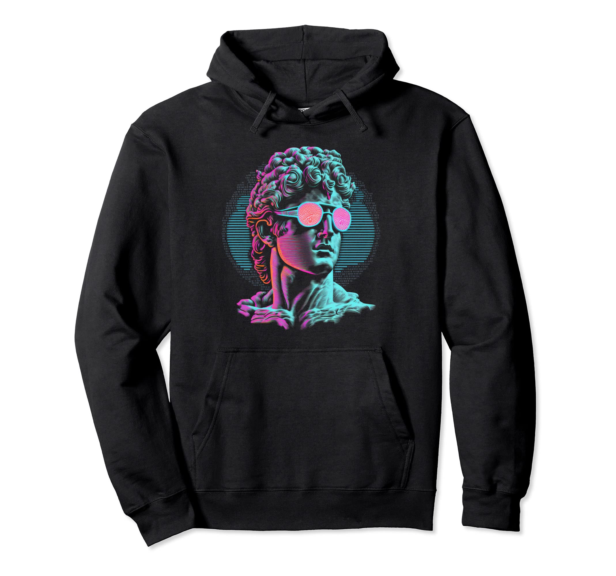 Greek Statue Vaporwave Retrowave Hoodie - Casual Everyday Wear Men Women - T-Shirt, Sweatshirt, Hoodie