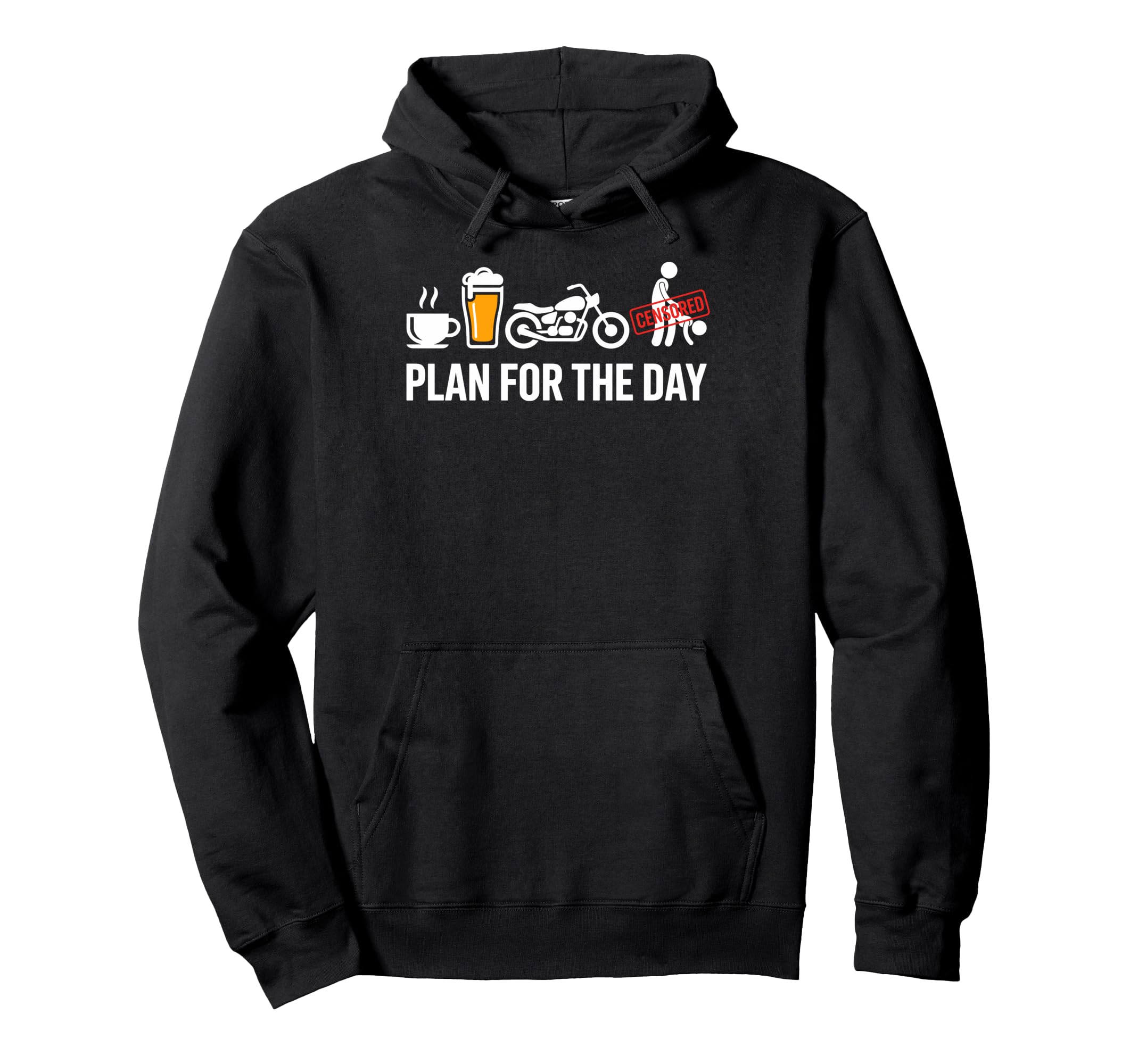 Funny Biker Plan Day Beer Coffee Hoodie - Novelty Apparel Men Women - T-Shirt, Sweatshirt, Hoodie