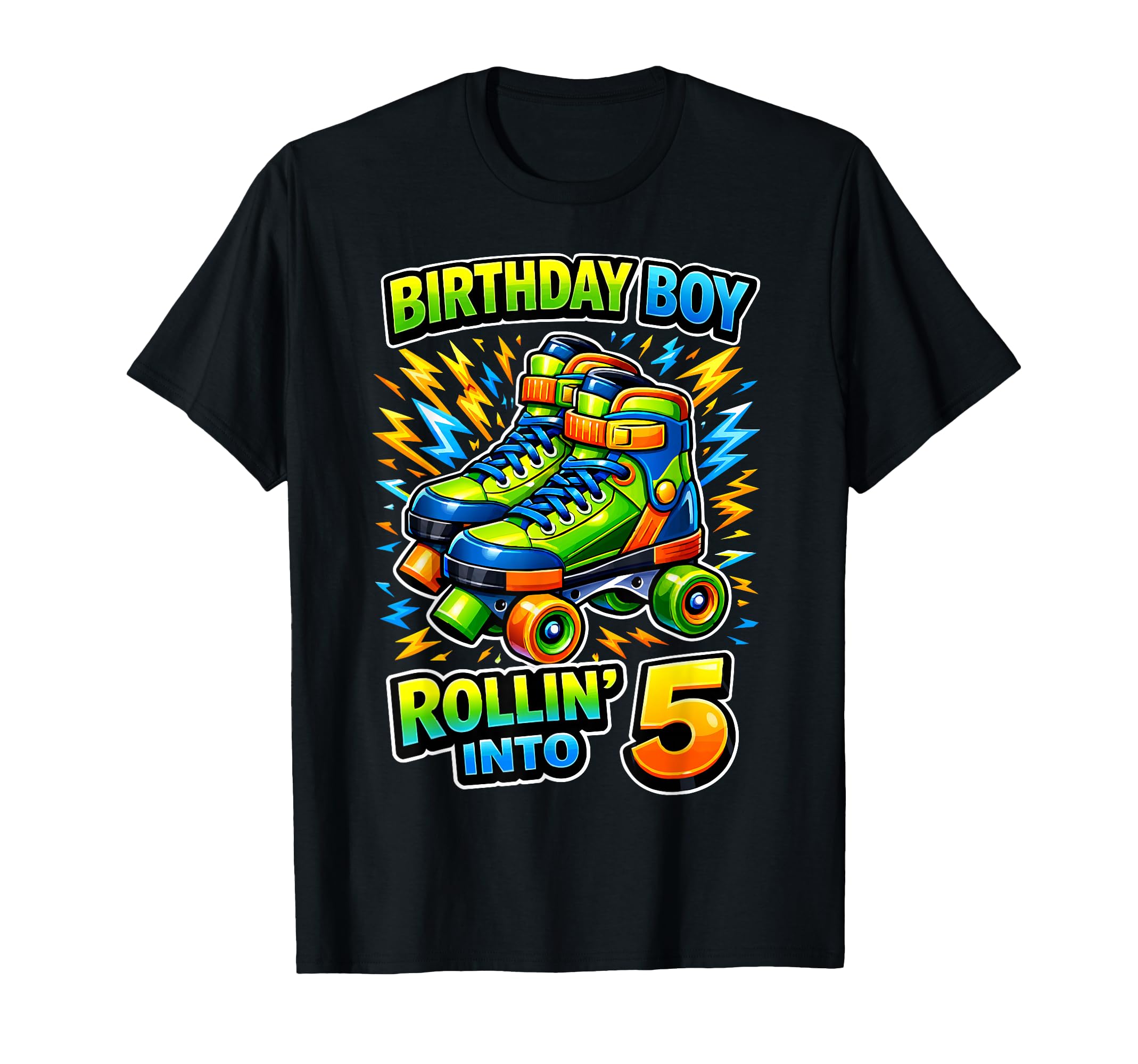 Roller Skating 5Th Birthday Party Rollin T-Shirt - Custom Art Print Unisex - T-Shirt, Sweatshirt, Hoodie
