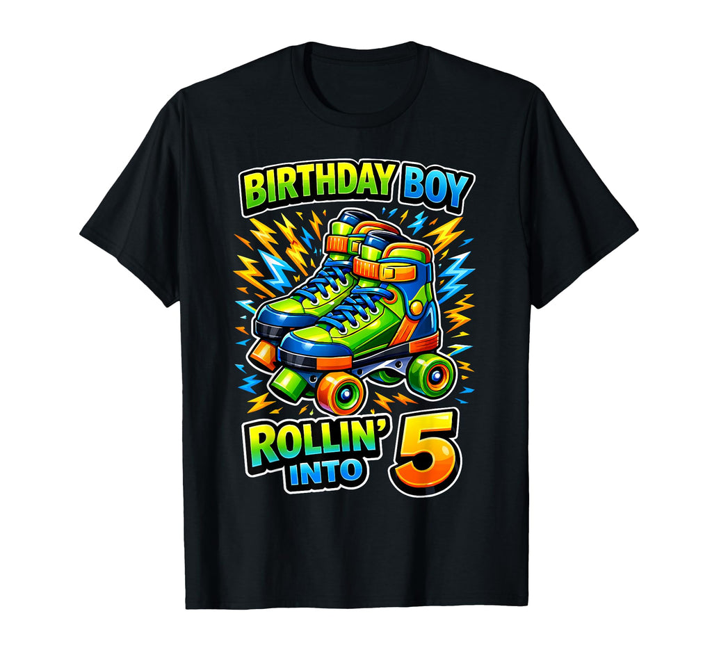 Roller Skating 5Th Birthday Party Rollin T-Shirt - Unique Graphic Unisex - T-Shirt, Sweatshirt, Hoodie