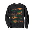 Green Orange Black Brushstrokes Sweatshirt - Aesthetic Graphic Men Women - T-Shirt, Sweatshirt, Hoodie