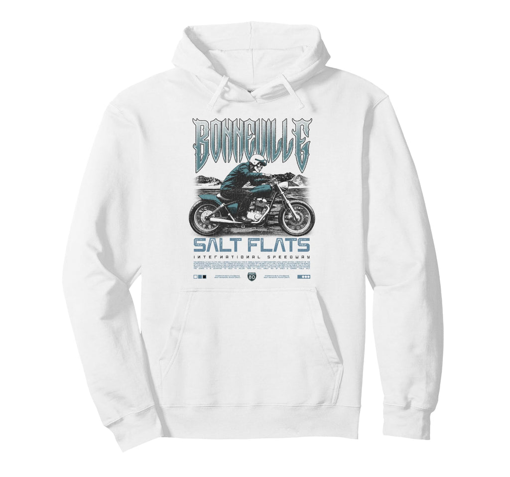 Bonneville Salt Flats Motorcycle Hoodie - Minimalist Print for Adults - T-Shirt, Sweatshirt, Hoodie