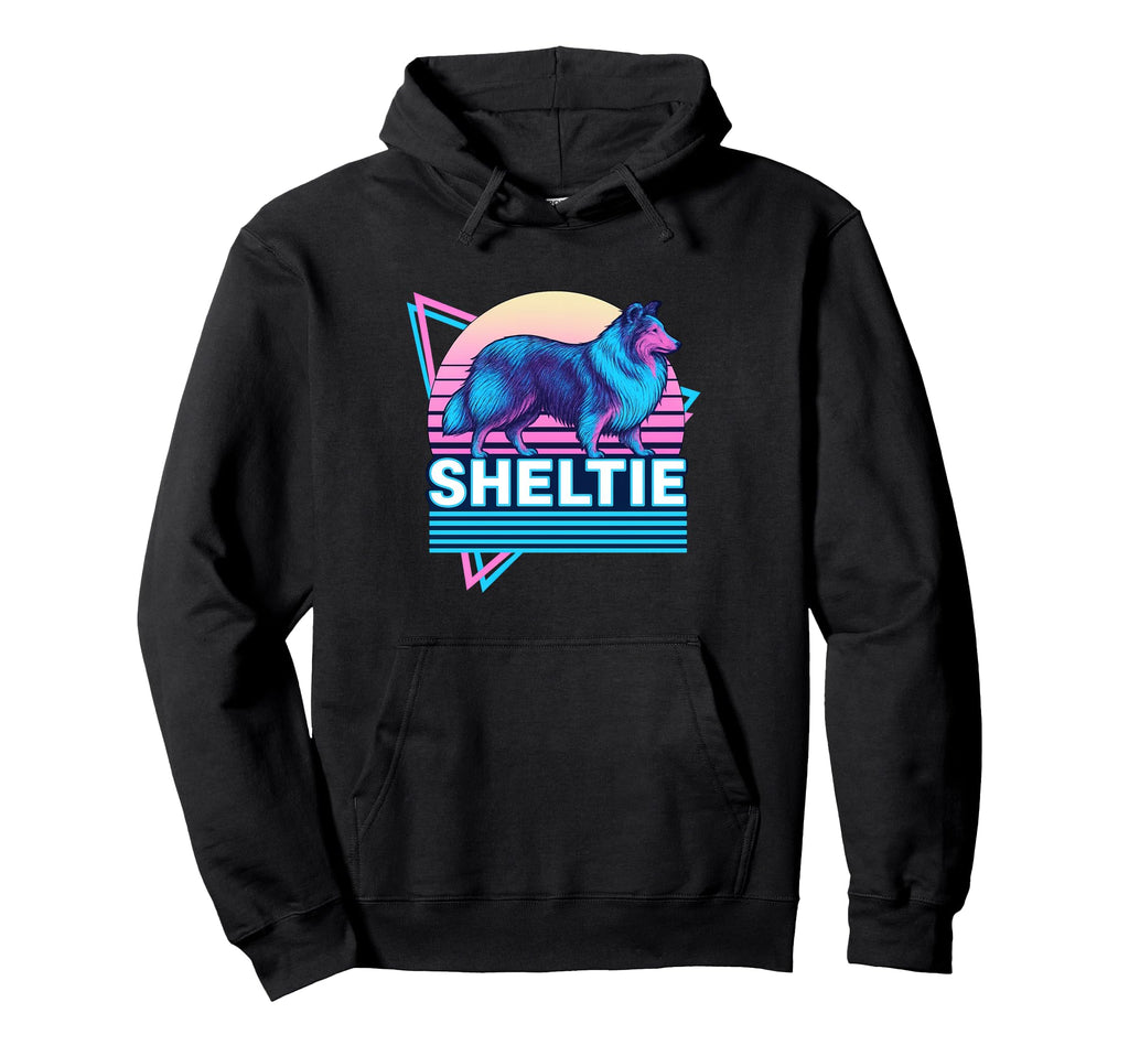 Shetland Sheepdog Synthwave Aesthetic Dog Hoodie - Trendy Graphic Unisex - T-Shirt, Sweatshirt, Hoodie