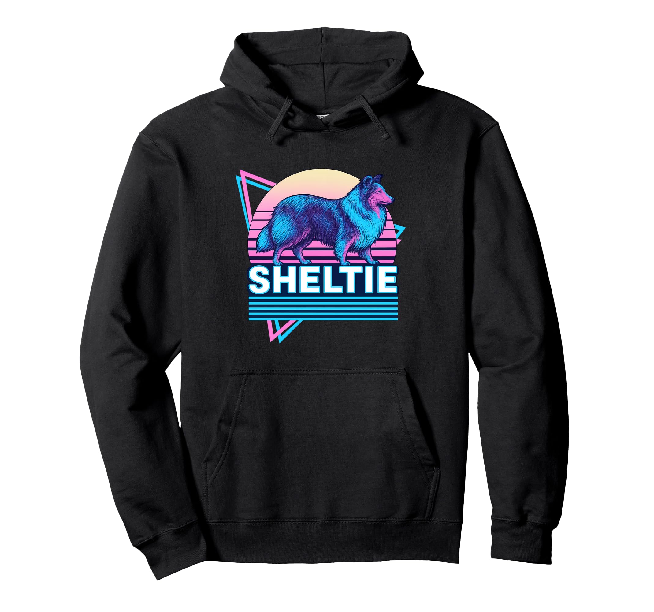Shetland Sheepdog Synthwave Aesthetic Dog Hoodie - Trendy Graphic Unisex - T-Shirt, Sweatshirt, Hoodie