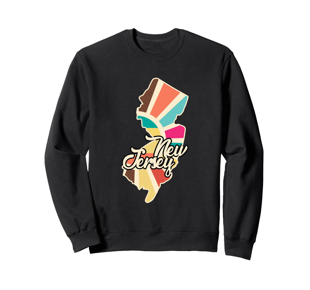 New Jersey Pride Map Art Colorful Sweatshirt - Unique Graphic Men Women - T-Shirt, Sweatshirt, Hoodie