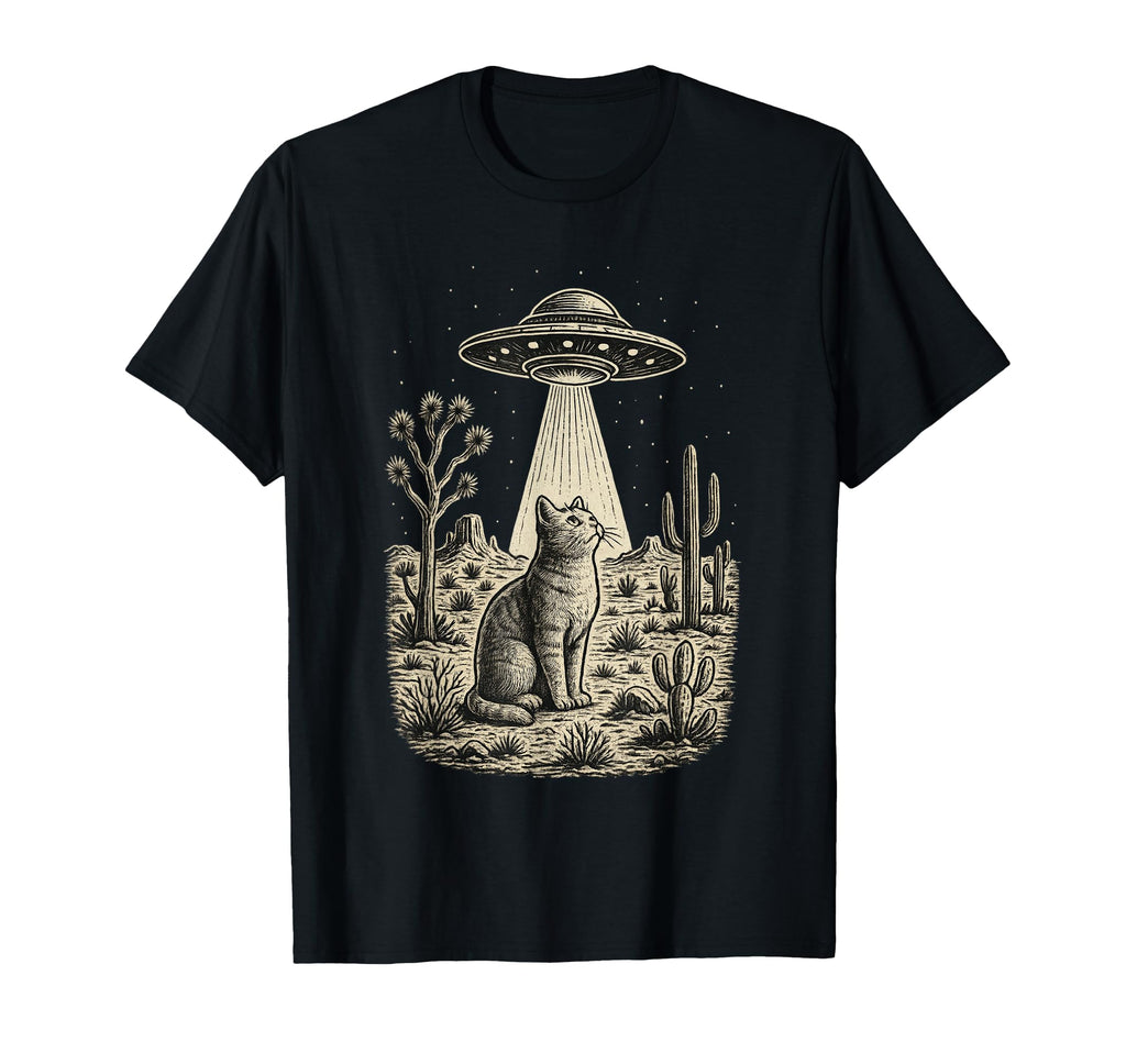 Cowboy Alien Cat Ufo Western T-Shirt - Fun Novelty Design for Adults - T-Shirt, Sweatshirt, Hoodie