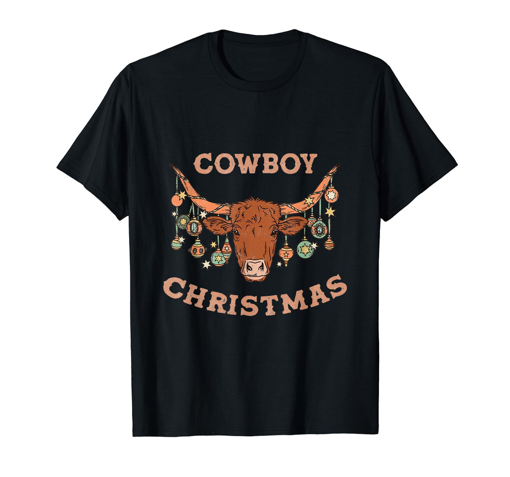 Merry Santa Cowboy Western Ornament T-Shirt - Minimalist Print Men Women - T-Shirt, Sweatshirt, Hoodie