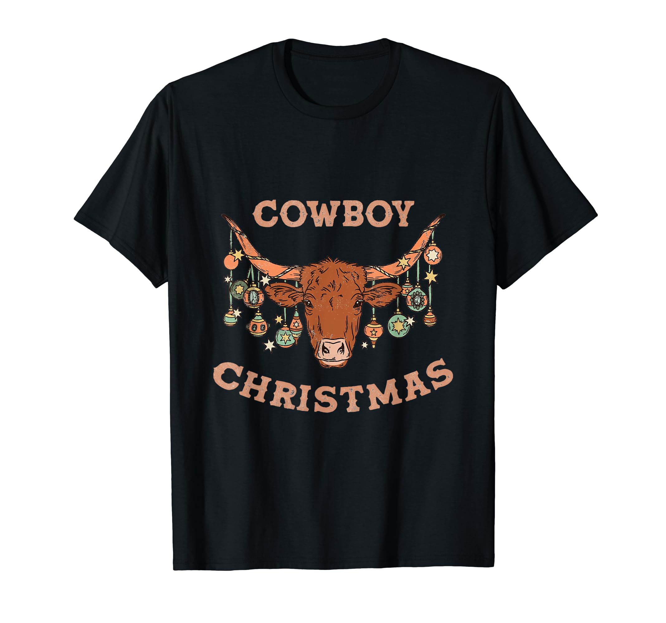 Merry Santa Cowboy Western Ornament T-Shirt - Minimalist Print Men Women - T-Shirt, Sweatshirt, Hoodie