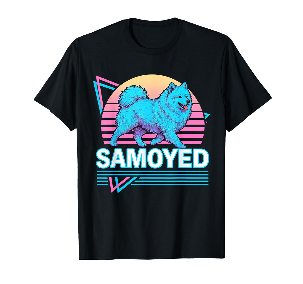 Samoyed Synthwave Aesthetic Dog Lover T-Shirt - Graphic Print Unisex - T-Shirt, Sweatshirt, Hoodie