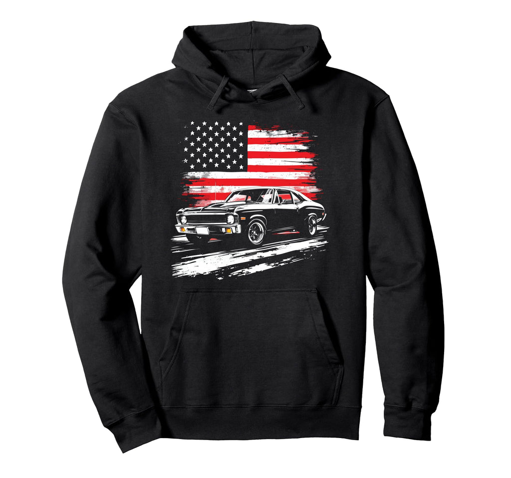 1972 Nova Ss Silhouette Patriotic Hoodie - Casual Everyday Wear for Adults - T-Shirt, Sweatshirt, Hoodie