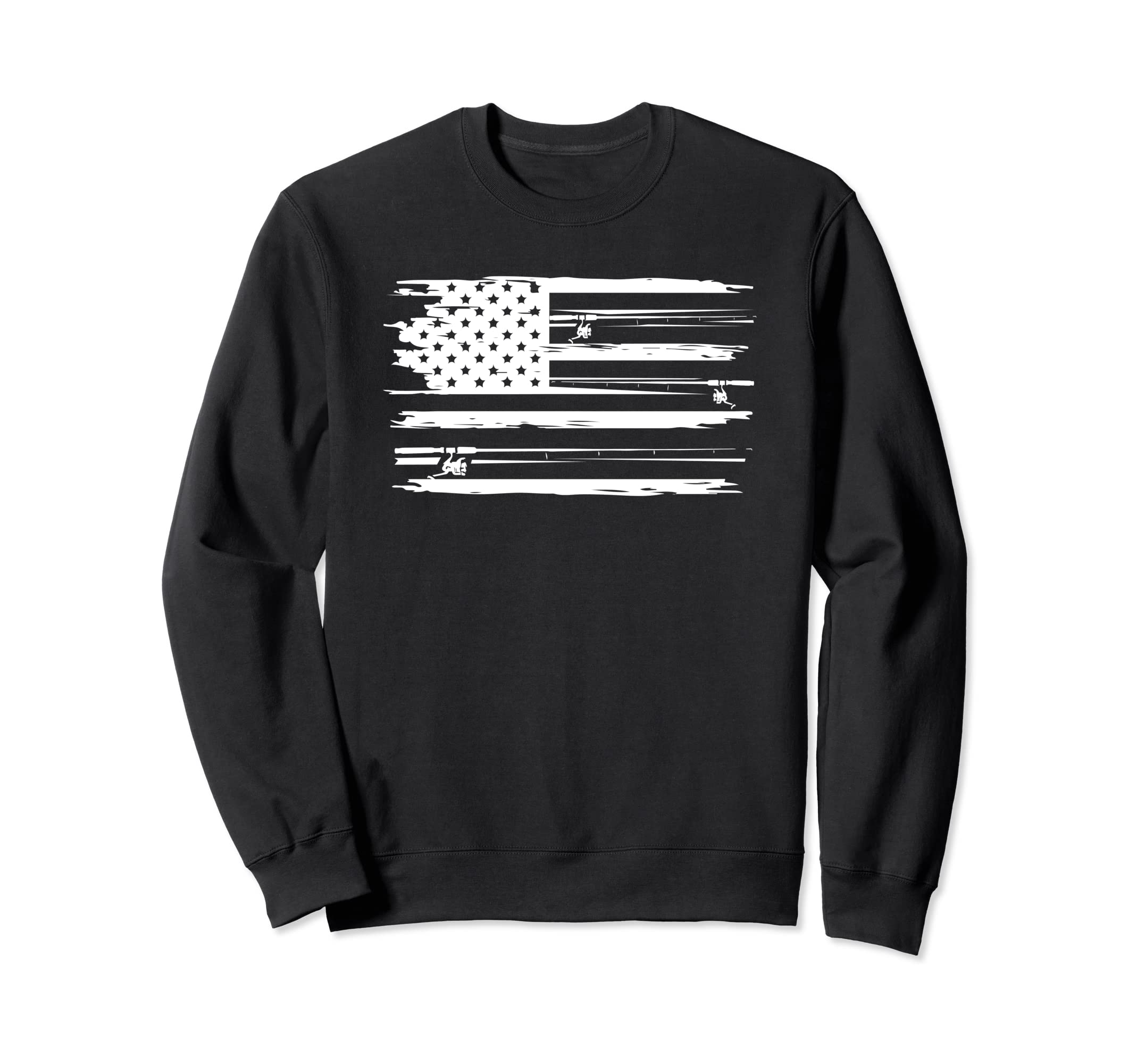 Distressed American Flag Fishing Sweatshirt - Trendy Graphic Unisex - T-Shirt, Sweatshirt, Hoodie