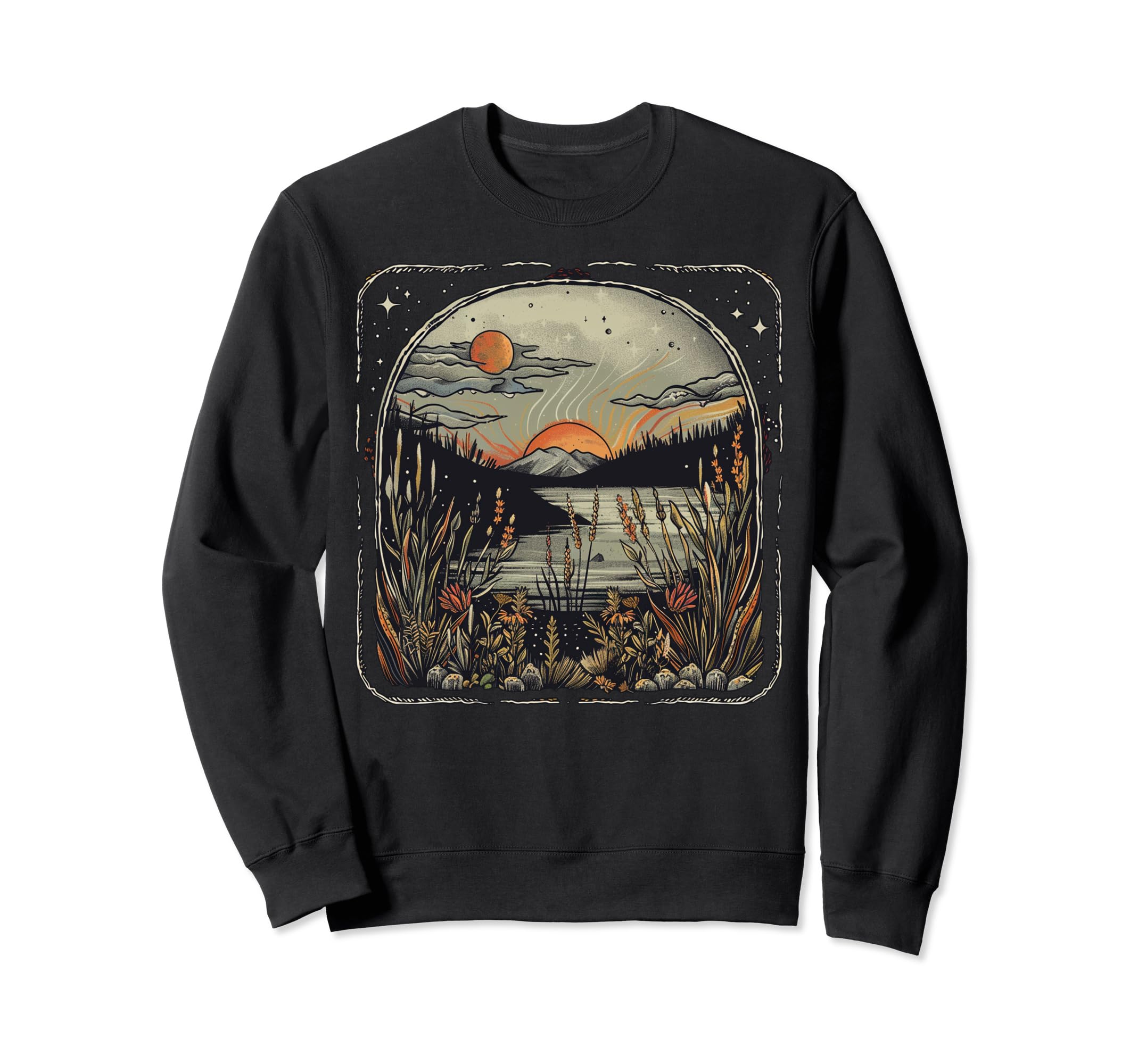 Sunset Lake Nature Landscape Sweatshirt - Unique Graphic for Adults - T-Shirt, Sweatshirt, Hoodie