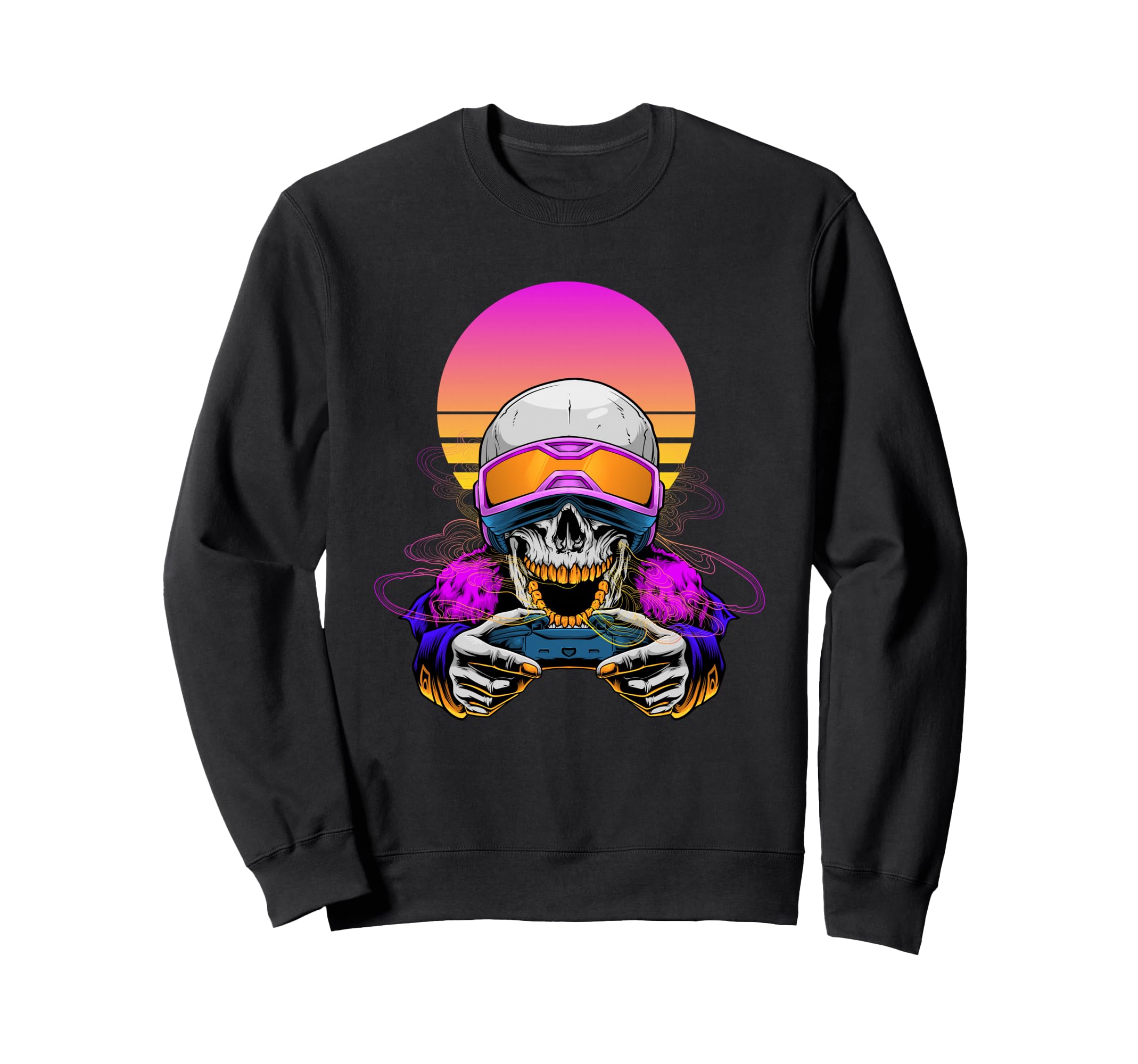 Gaming Skeleton Vaprowave Aesthetic Sweatshirt - Fun Novelty Design Unisex - T-Shirt, Sweatshirt, Hoodie