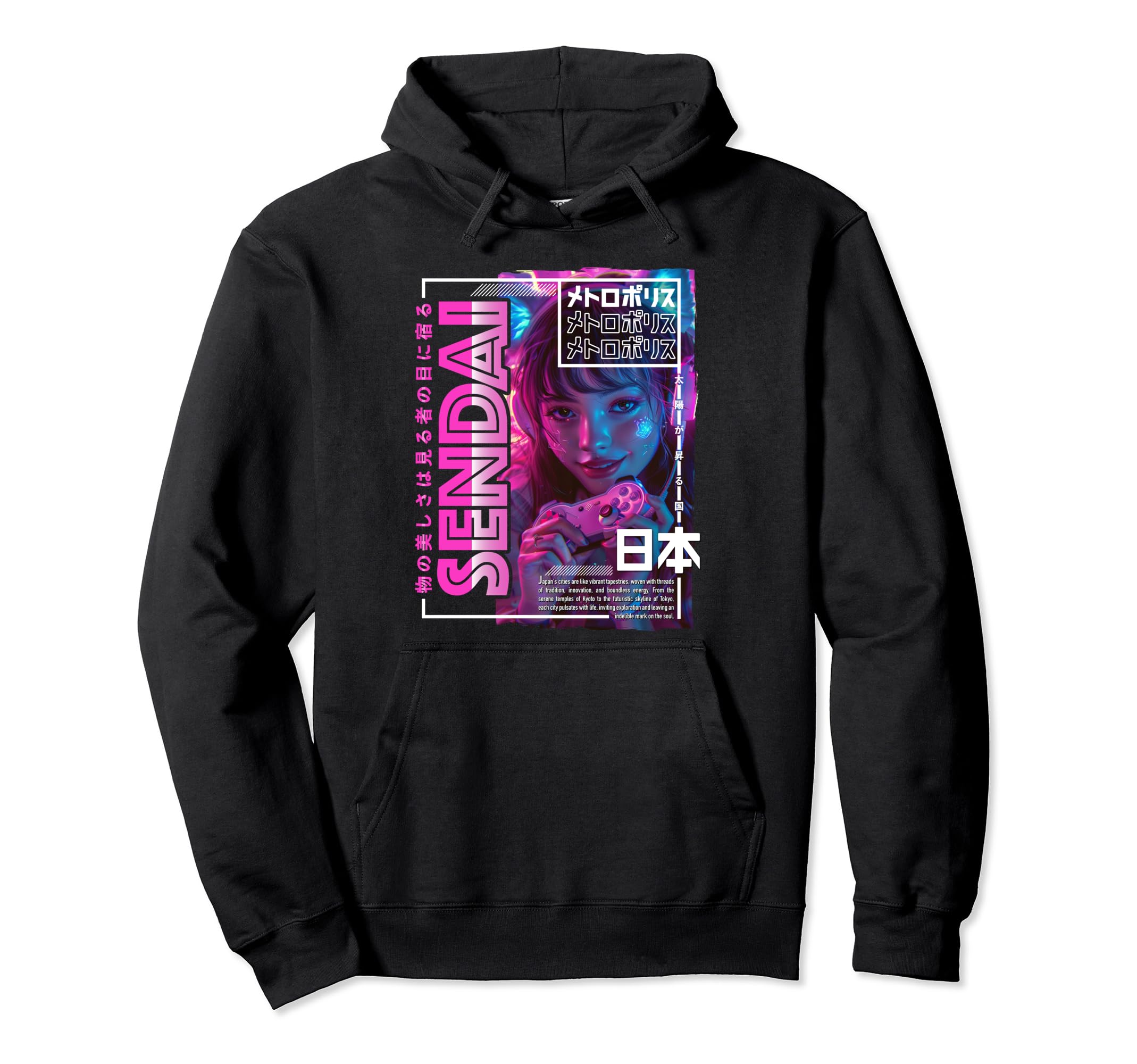 Sendai City 80S Synthwave E Japan Sendai Hoodie - Custom Art Print Unisex - T-Shirt, Sweatshirt, Hoodie