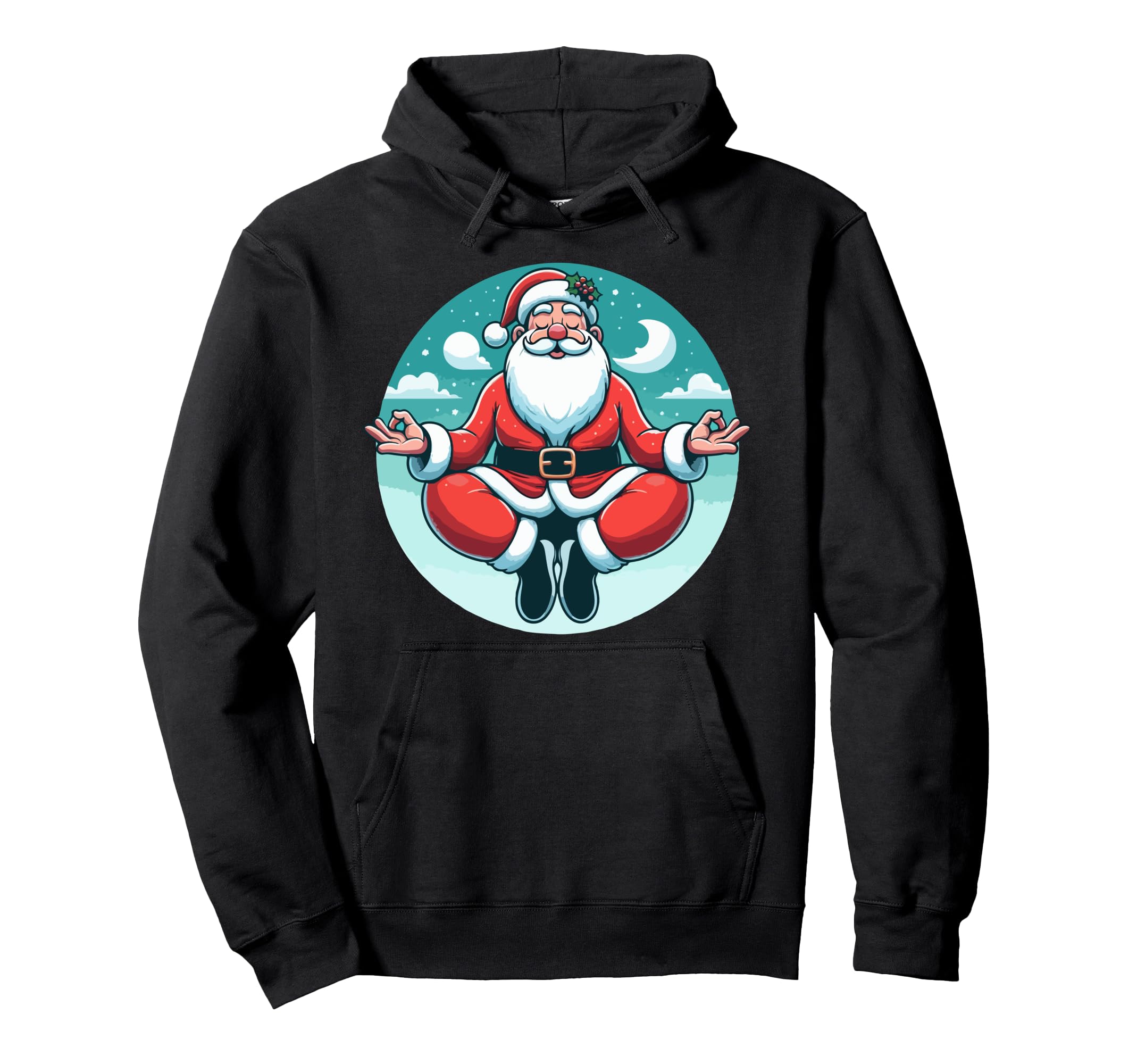 Meditation Santa Yoga Pose Relaxing Animal Hoodie - Graphic Print Men Women - T-Shirt, Sweatshirt, Hoodie
