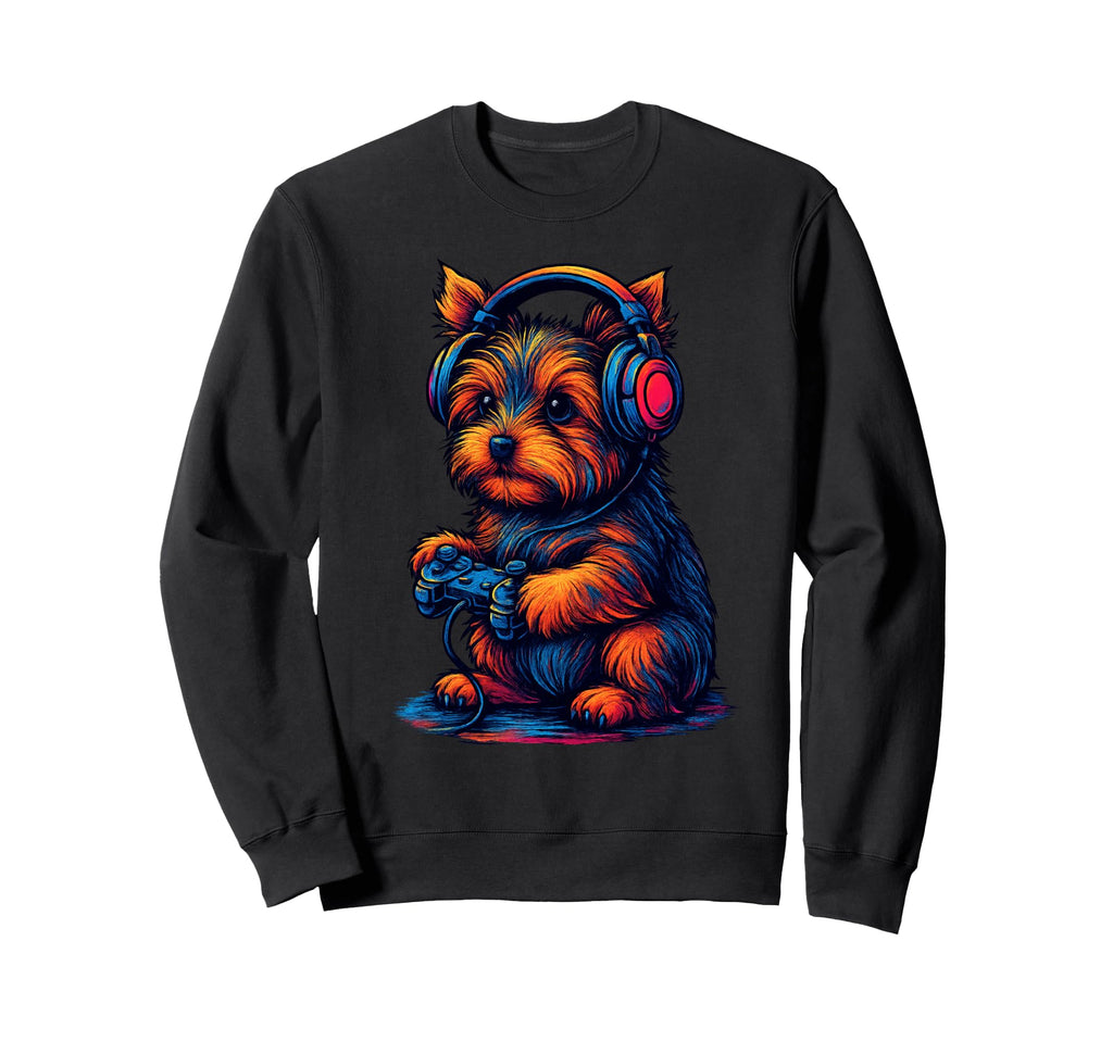 Yorkshire Terrier Gamer Gaming Sweatshirt - Custom Art Print for Adults - T-Shirt, Sweatshirt, Hoodie