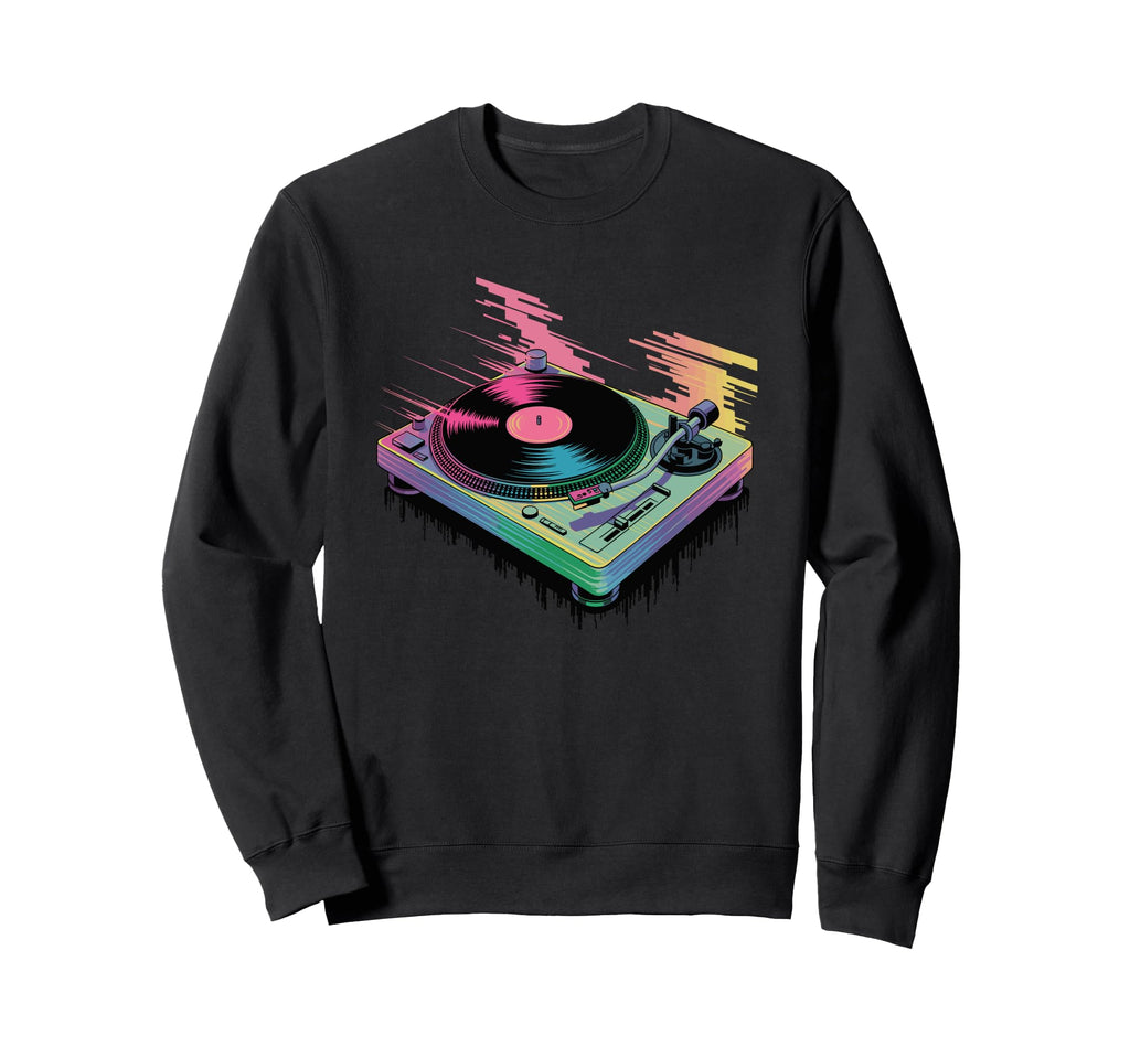 Glitch Art Turntable Vinyl Disc Sweatshirt - Streetwear Style for Adults - T-Shirt, Sweatshirt, Hoodie