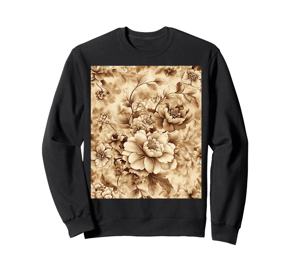 Elegant Sepia Floral Sweatshirt - Trendy Graphic Unisex - T-Shirt, Sweatshirt, Hoodie