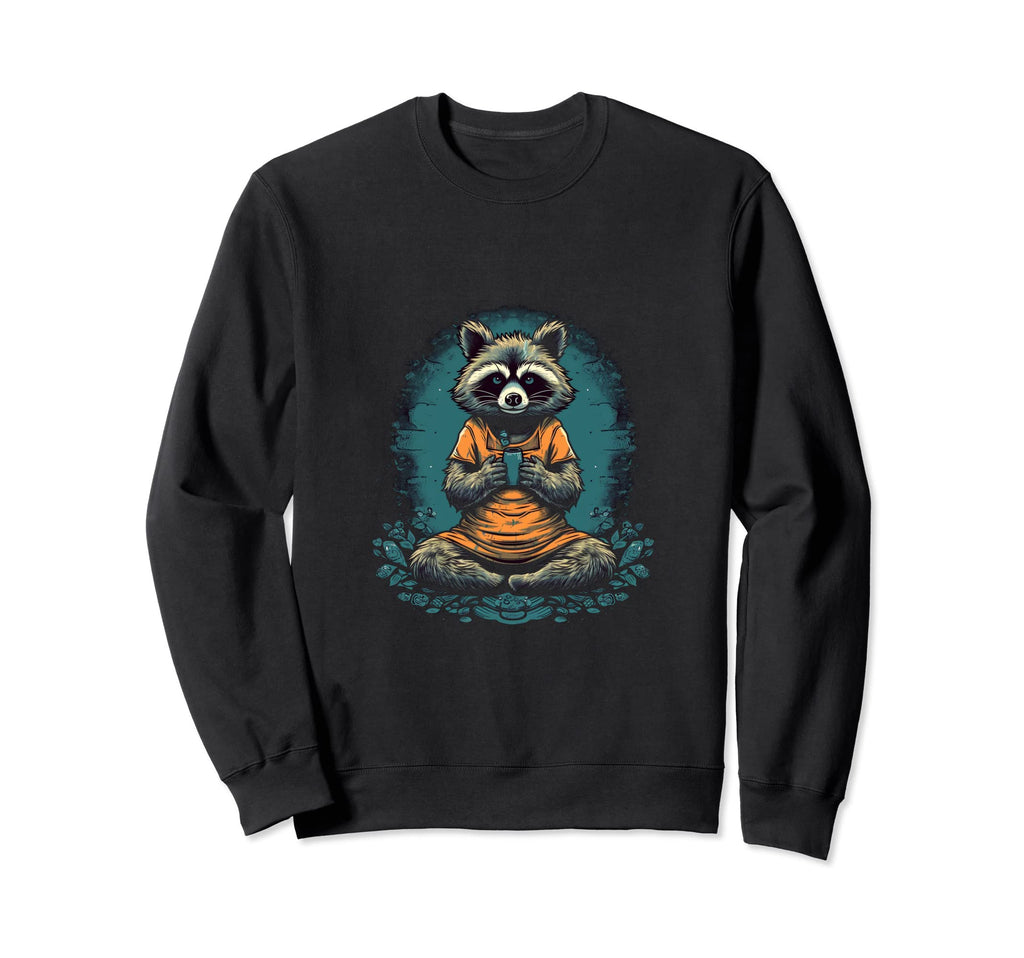 Yoga Raccoon Meditation Zen Mindfulness Sweatshirt - Graphic Print Unisex - T-Shirt, Sweatshirt, Hoodie